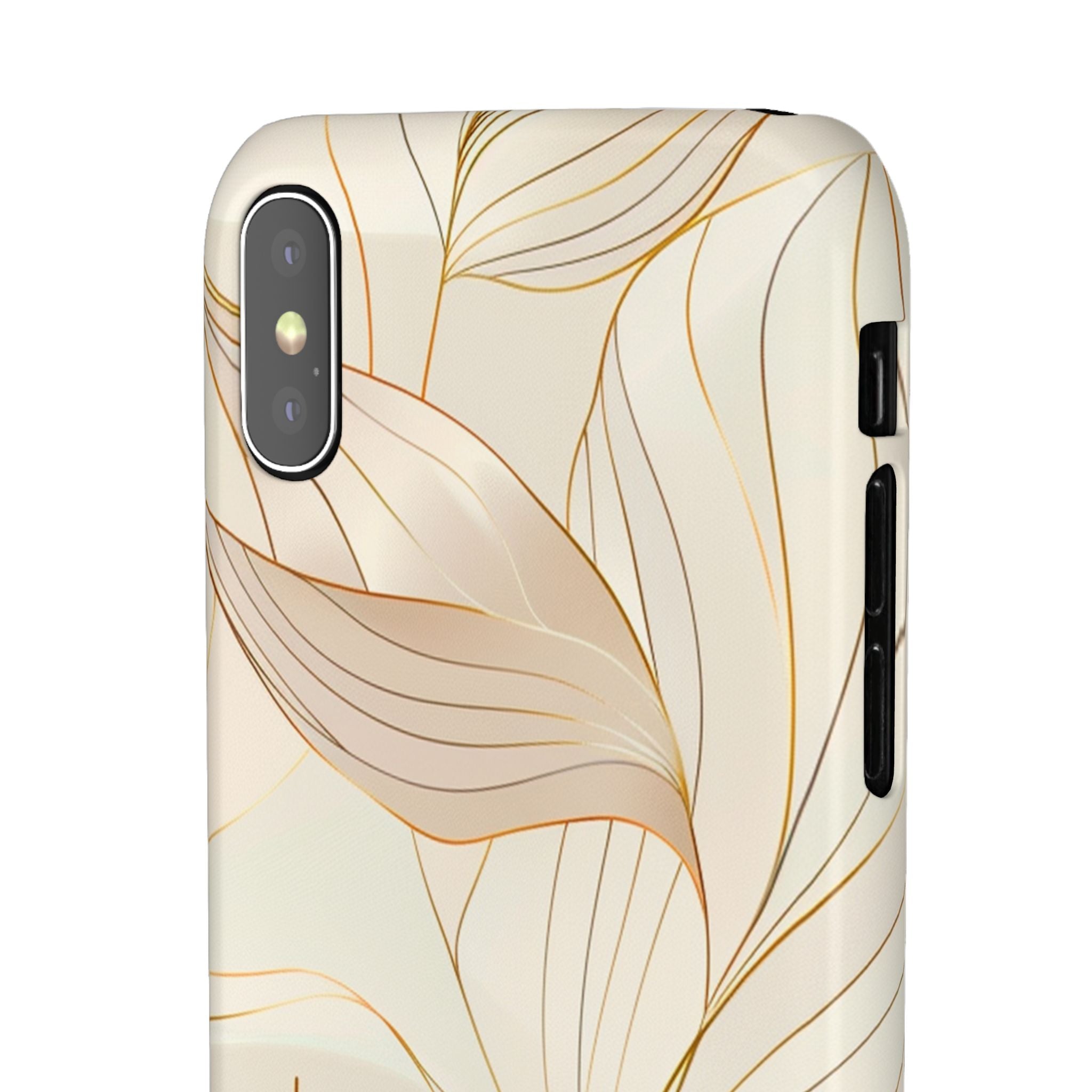 Floral Gold Leaf Phone Case — Elegant Neutral Botanical Snap Case