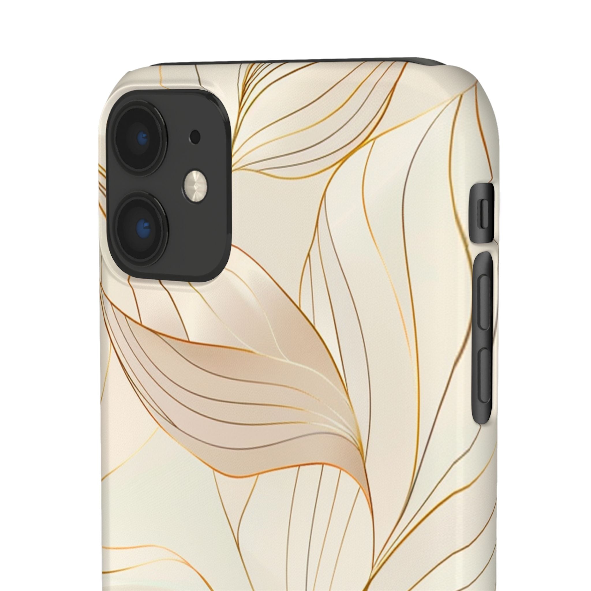 Floral Gold Leaf Phone Case — Elegant Neutral Botanical Snap Case