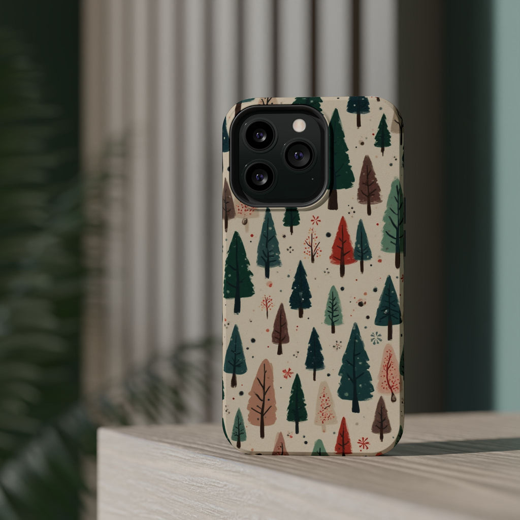 Forest Pattern Magnetic Impact-Resistant Phone Case — Winter Tree Design