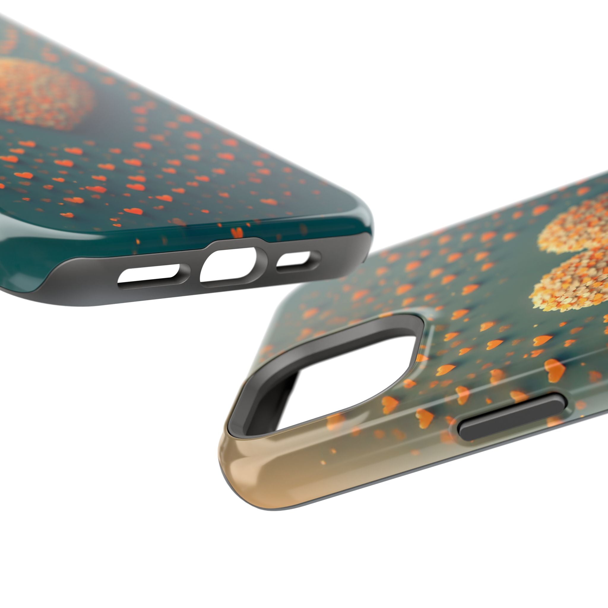Magnetic Impact-Resistant Phone Case — Textured Heart Confetti Design