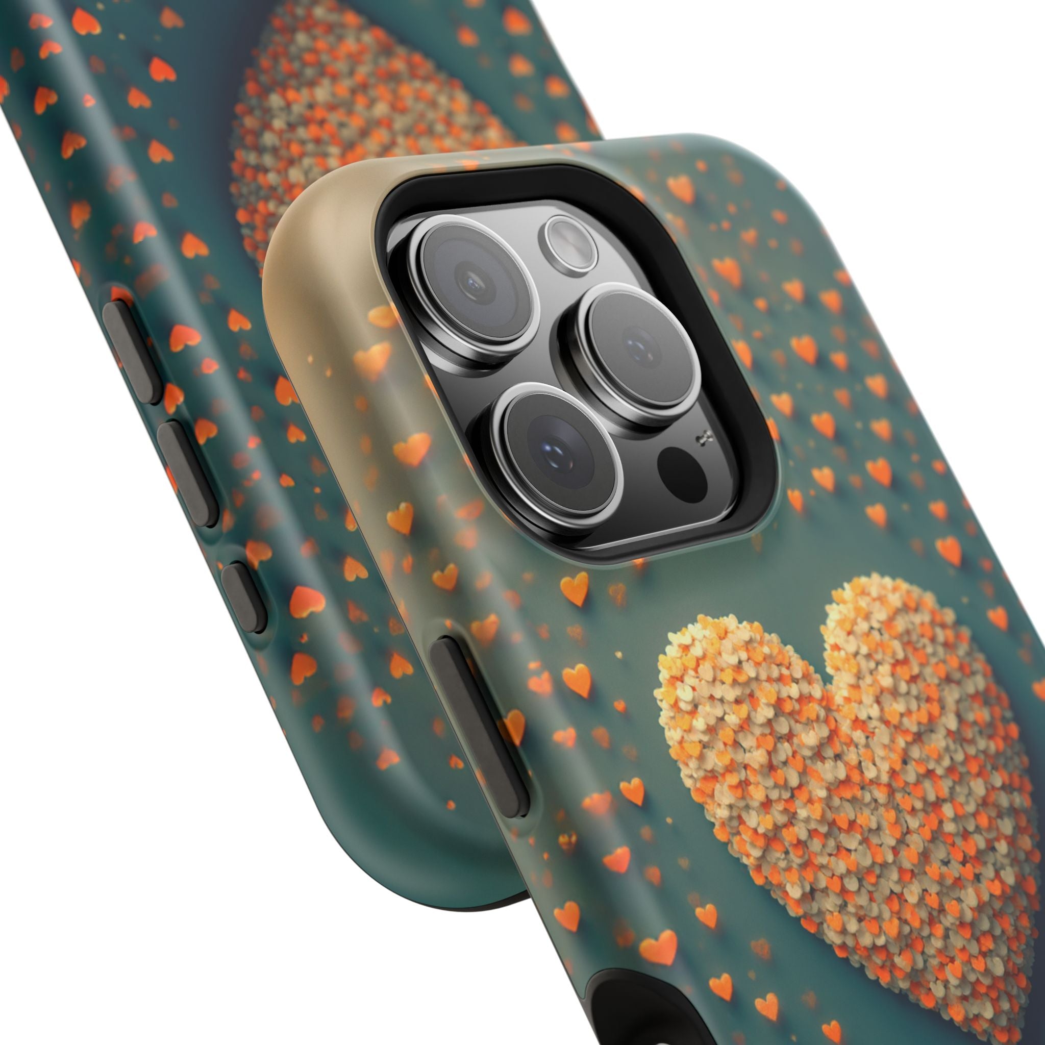 Magnetic Impact-Resistant Phone Case — Textured Heart Confetti Design