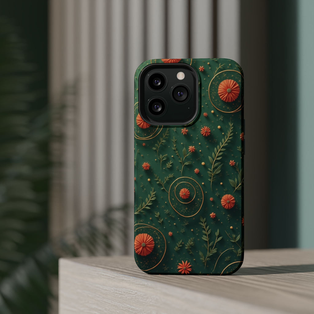 Floral Green Magnetic Impact Phone Case — Protective Botanical Design