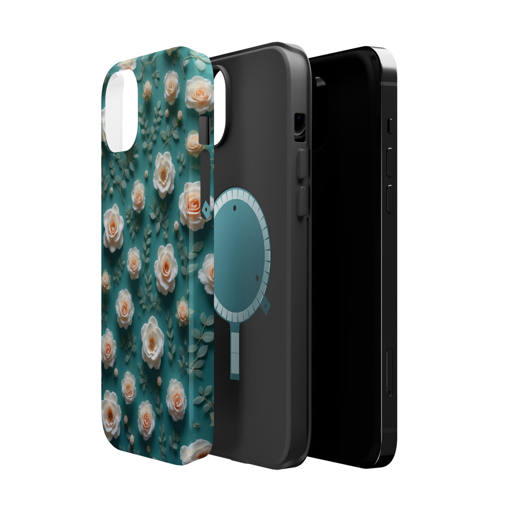 Floral Rose Pattern Magnetic Impact-Resistant Phone Case