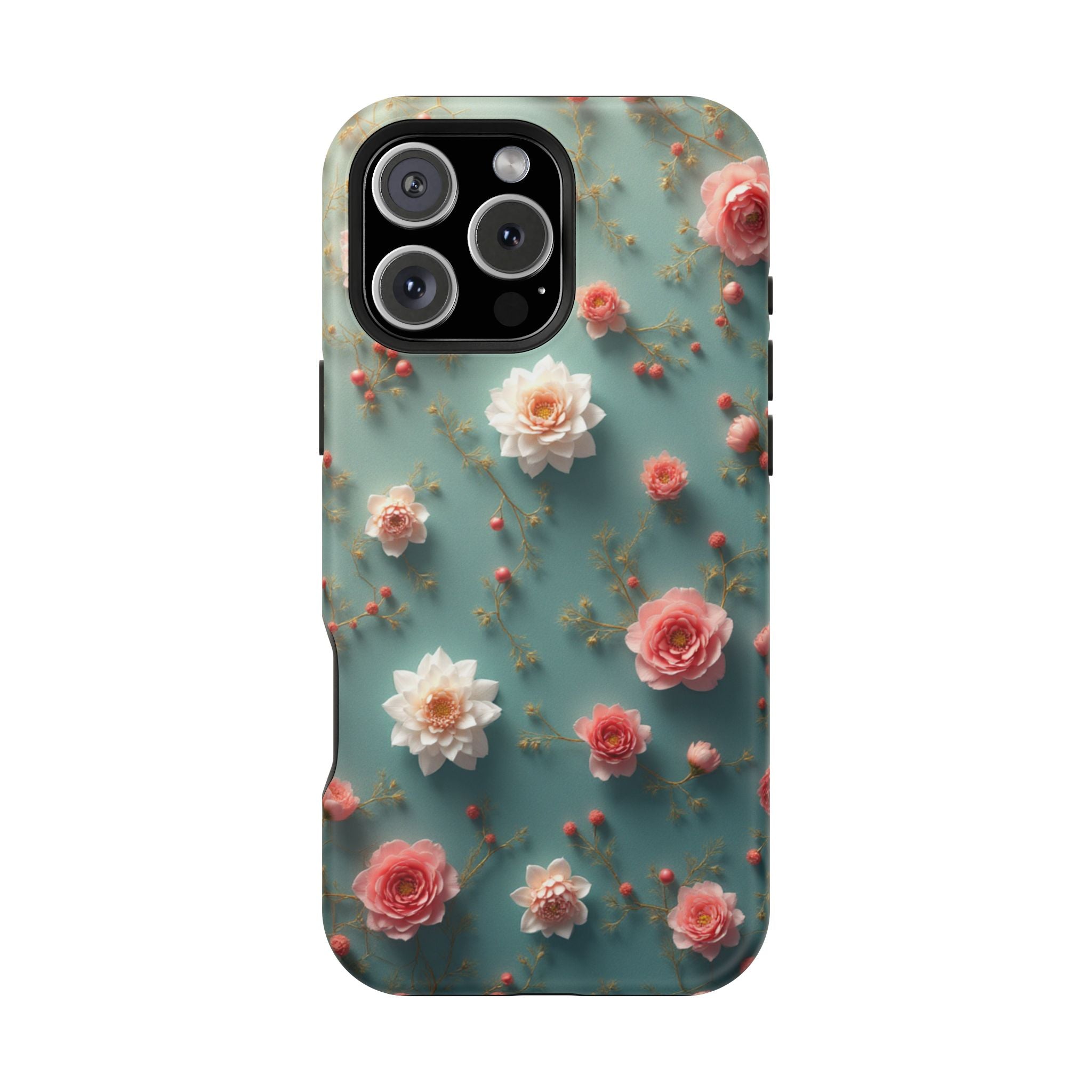 Floral Rose Pattern Magnetic Impact-Resistant Phone Case