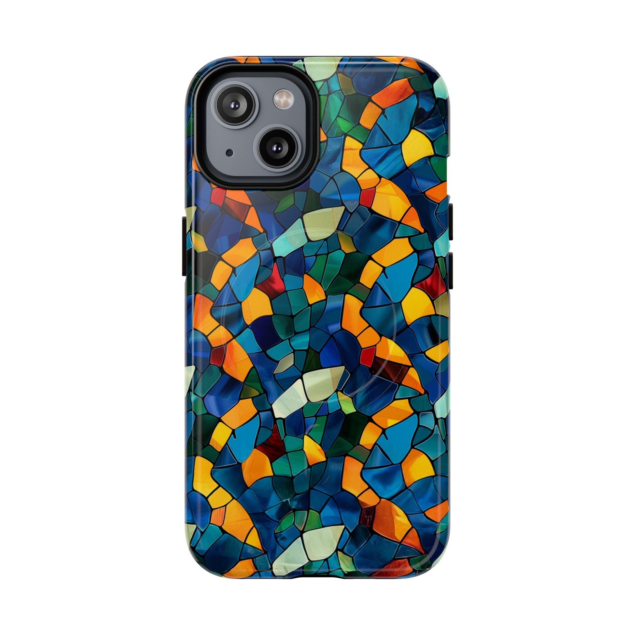 Stained Glass Mosaic Tough Magnetic Phone Case — Vibrant Abstract Protective Cover