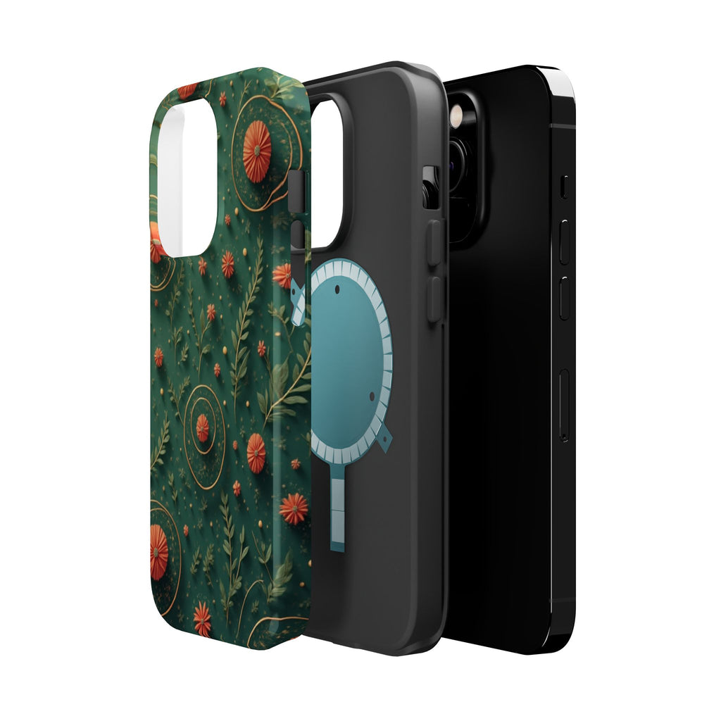 Floral Green Magnetic Impact Phone Case — Protective Botanical Design