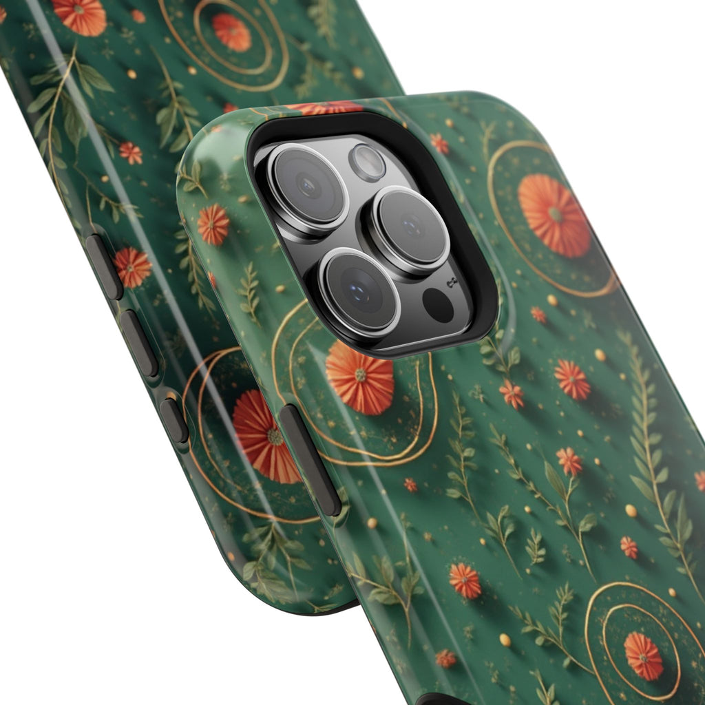 Floral Green Magnetic Impact Phone Case — Protective Botanical Design