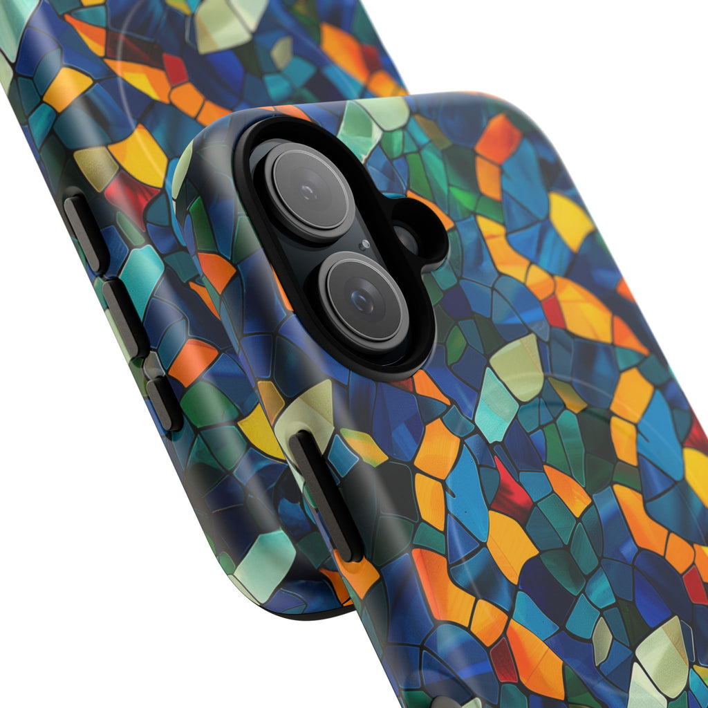 Stained Glass Mosaic Tough Magnetic Phone Case — Vibrant Abstract Protective Cover