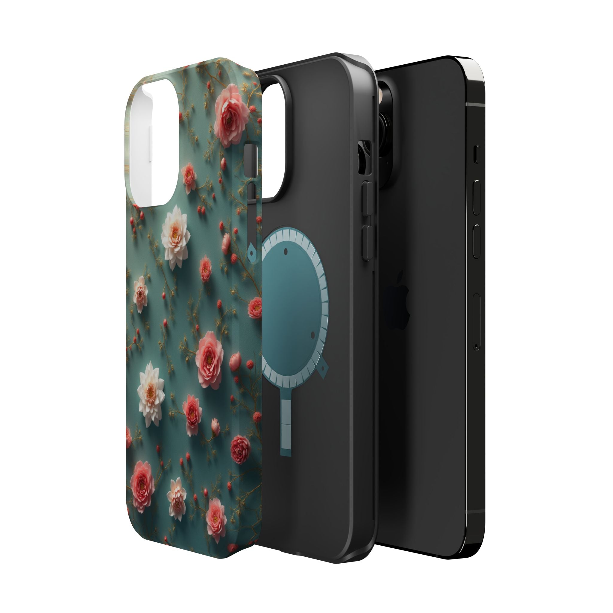 Floral Rose Pattern Magnetic Impact-Resistant Phone Case