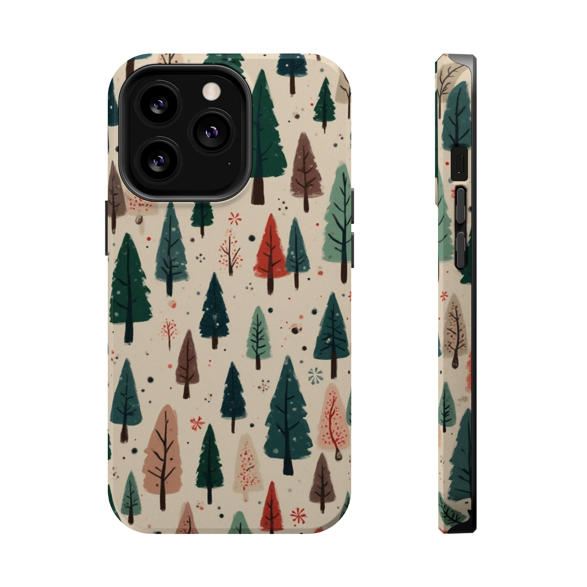Forest Pattern Magnetic Impact-Resistant Phone Case — Winter Tree Design
