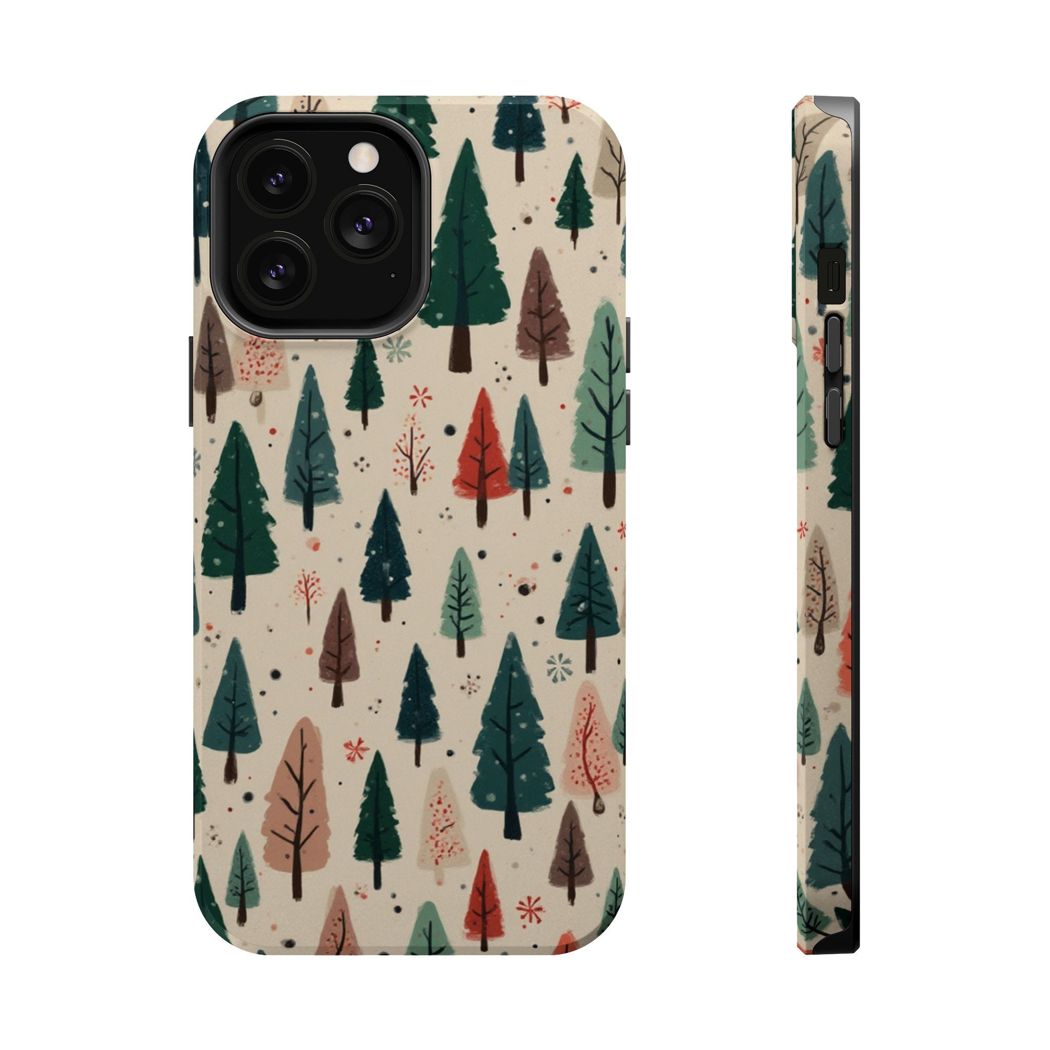 Forest Pattern Magnetic Impact-Resistant Phone Case — Winter Tree Design