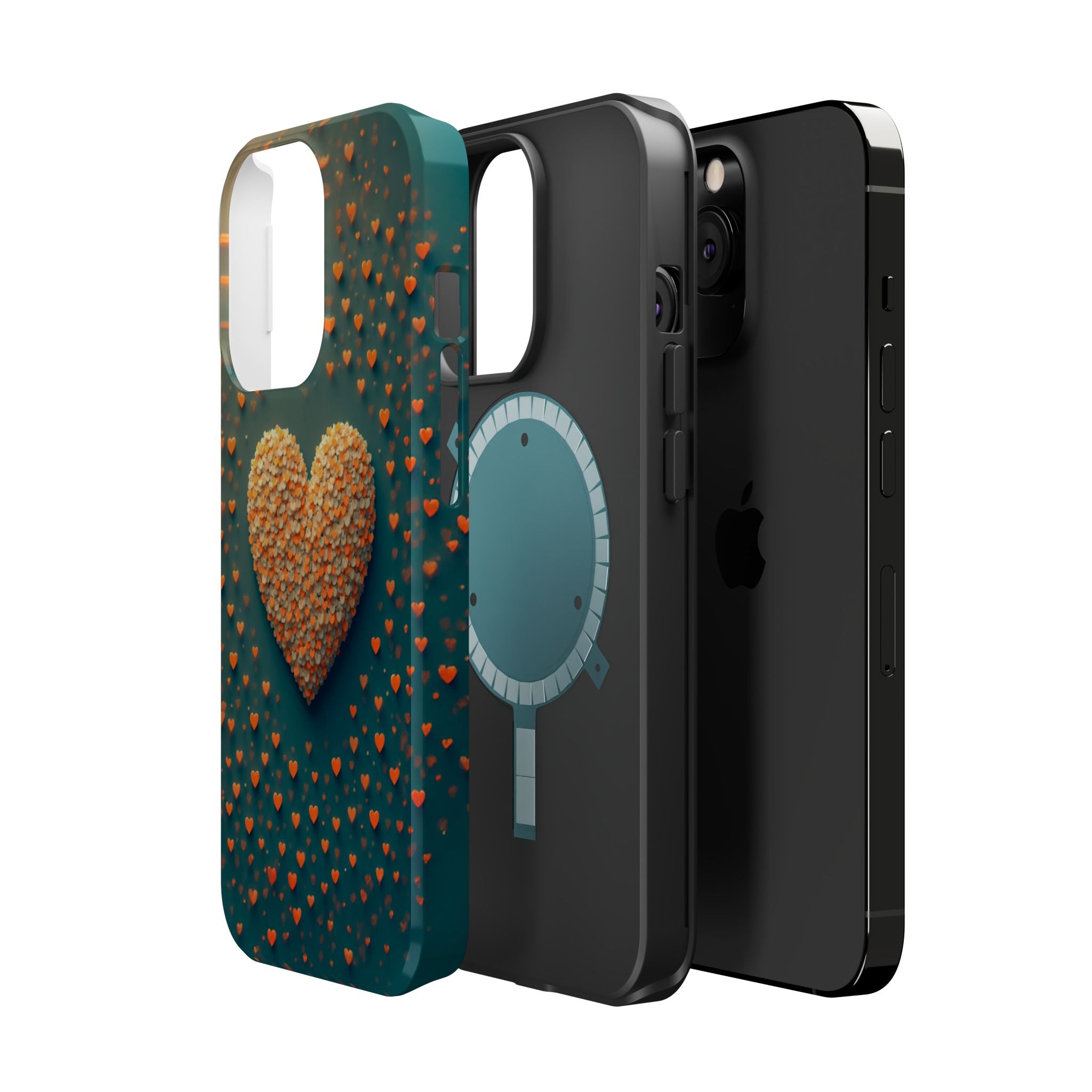 Magnetic Impact-Resistant Phone Case — Textured Heart Confetti Design
