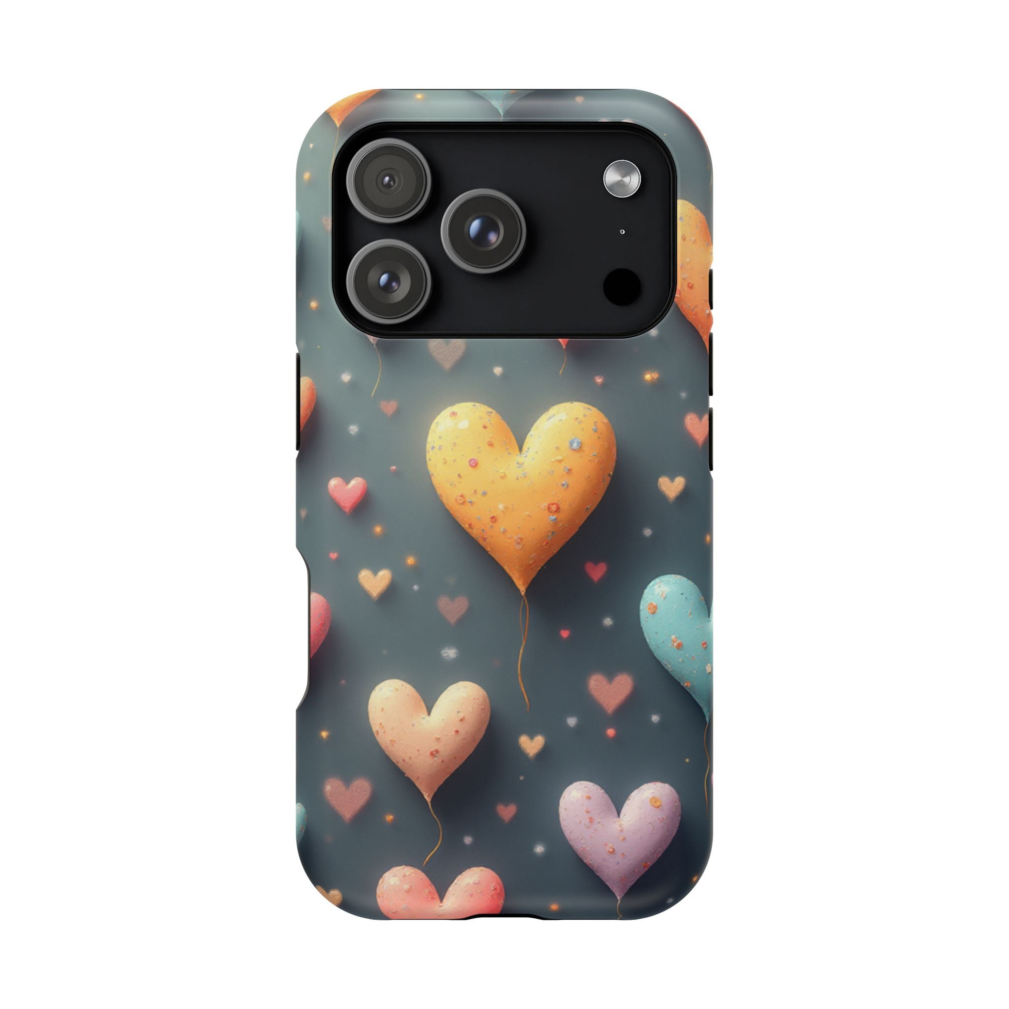 Magnetic Impact-Resistant Phone Case — Colorful Floating Heart Design