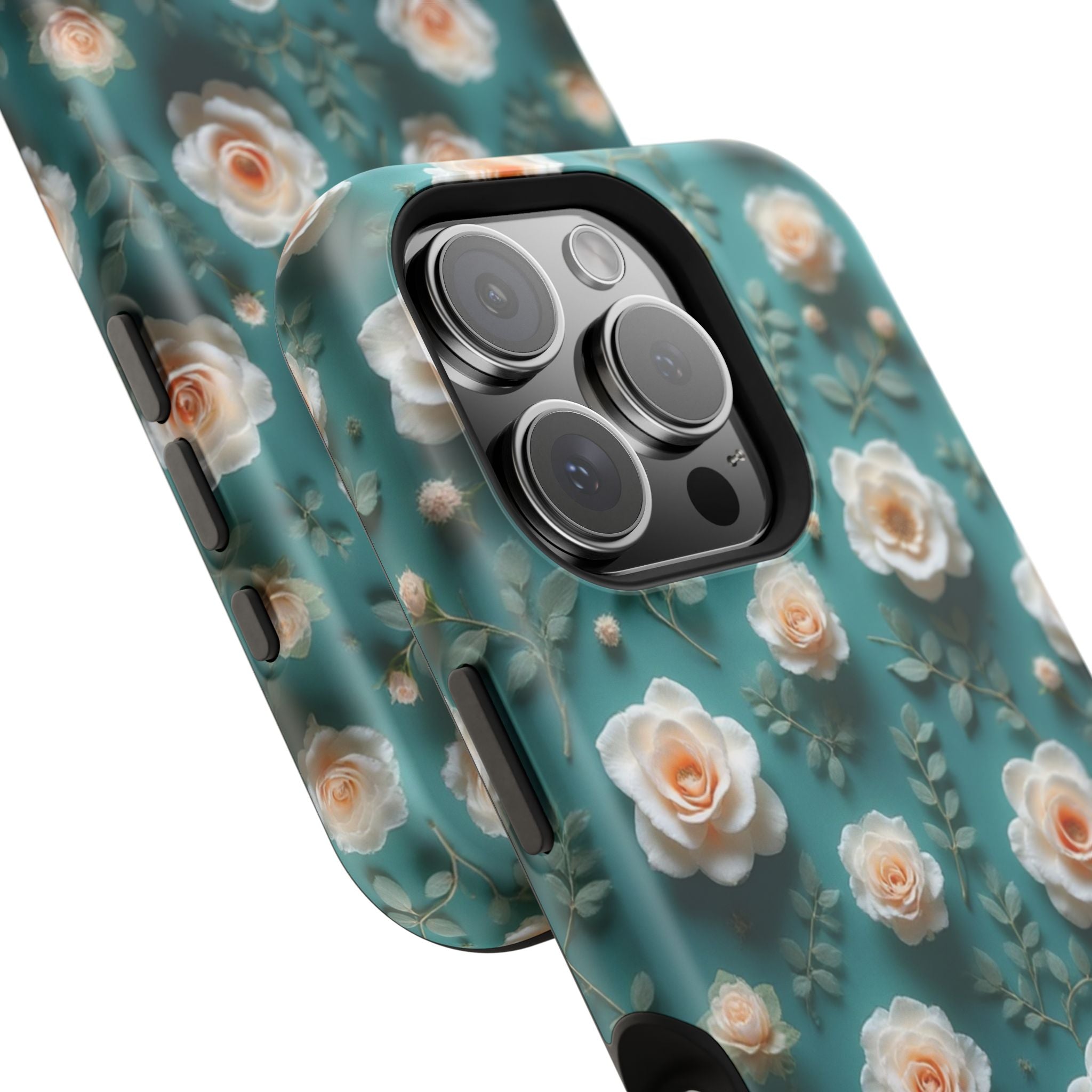 Floral Rose Pattern Magnetic Impact-Resistant Phone Case