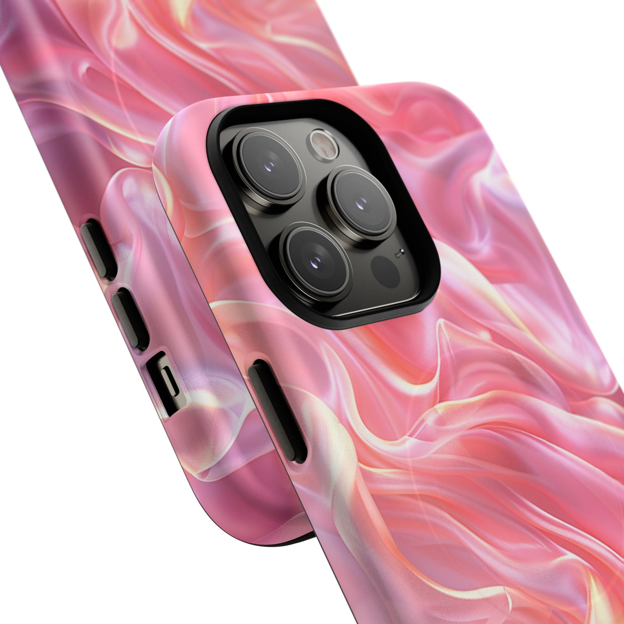 Pink Swirl Tough Magnetic Phone Case — Protective Magnetic iPhone Cover with Iridescent Marble Design