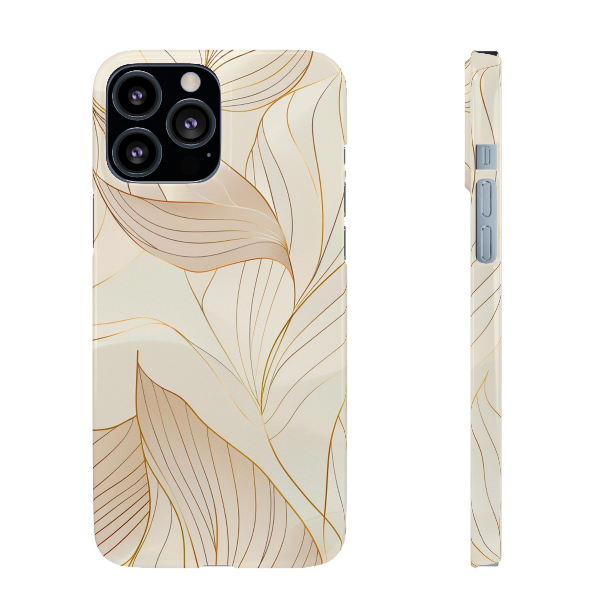 Floral Gold Leaf Phone Case — Elegant Neutral Botanical Snap Case