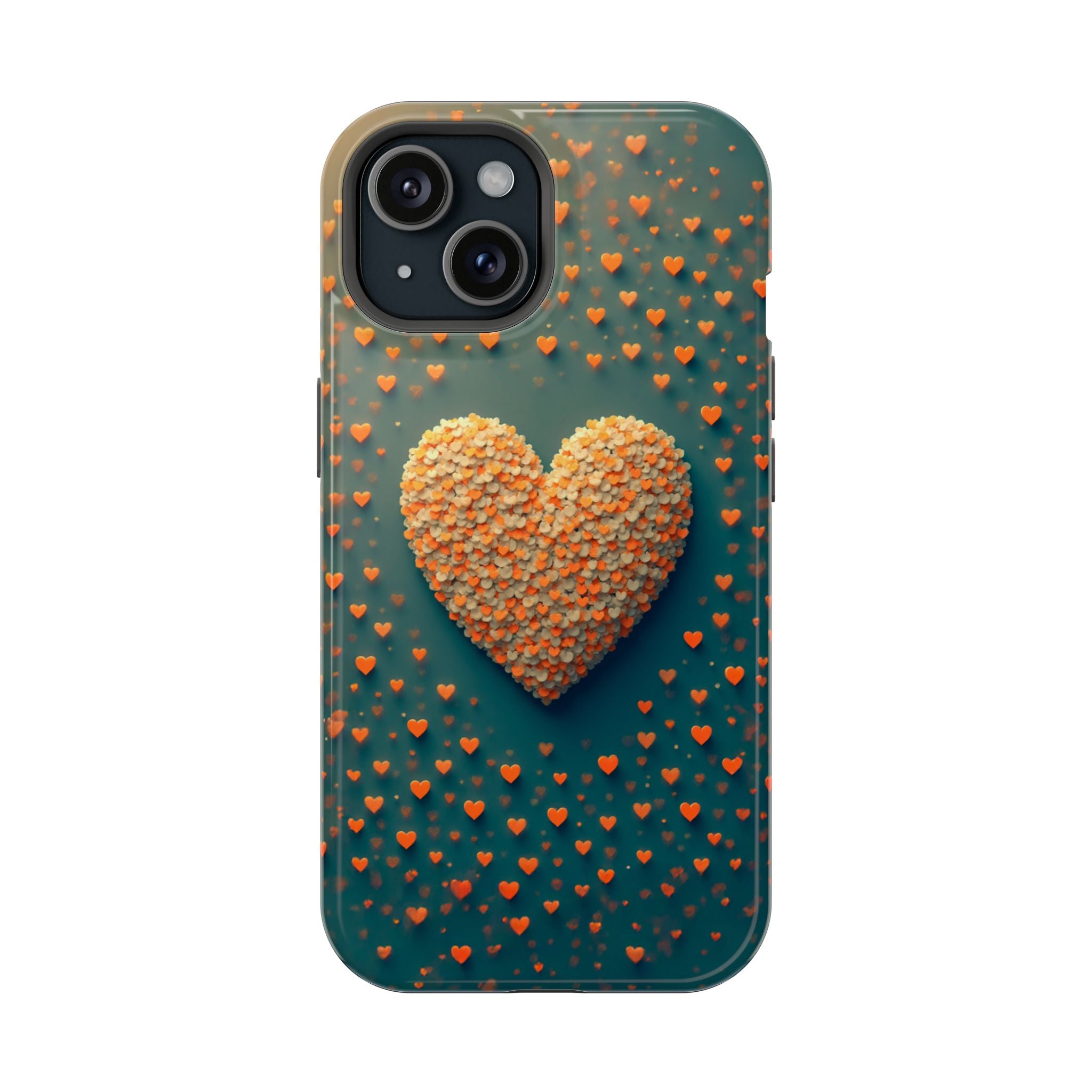 Magnetic Impact-Resistant Phone Case — Textured Heart Confetti Design
