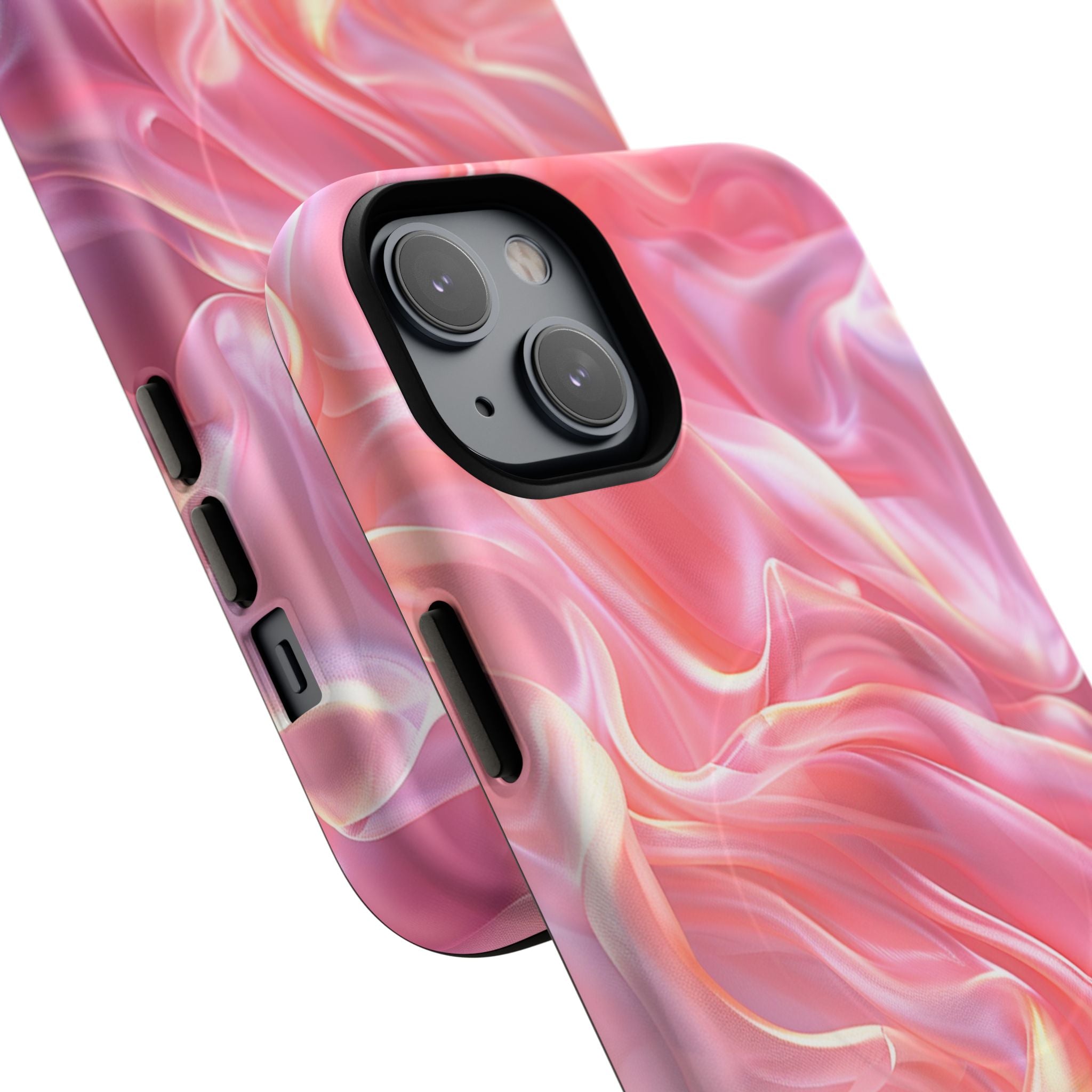 Pink Swirl Tough Magnetic Phone Case — Protective Magnetic iPhone Cover with Iridescent Marble Design