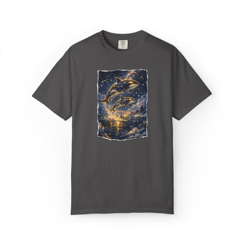 Dolphins T-Shirt — Glowing Night Sky Ocean Dolphins Tee