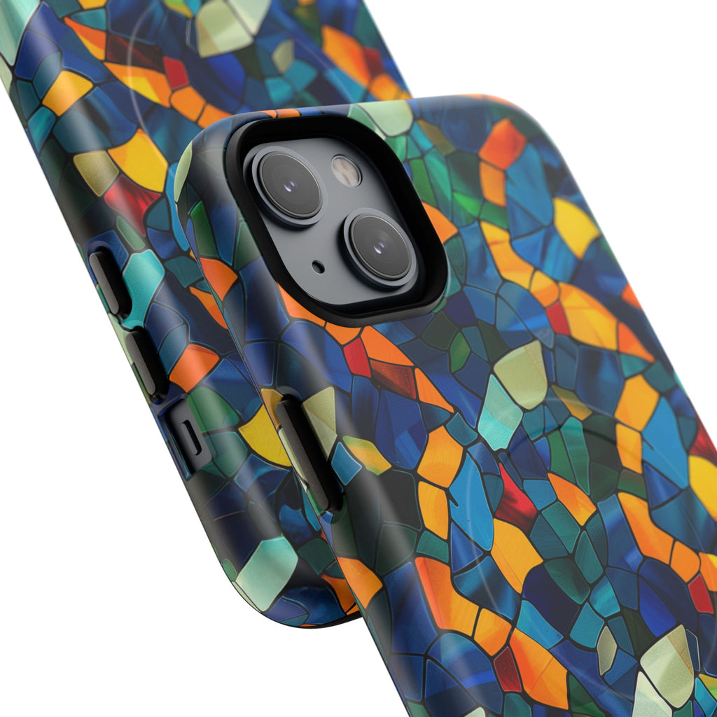 Stained Glass Mosaic Tough Magnetic Phone Case — Vibrant Abstract Protective Cover