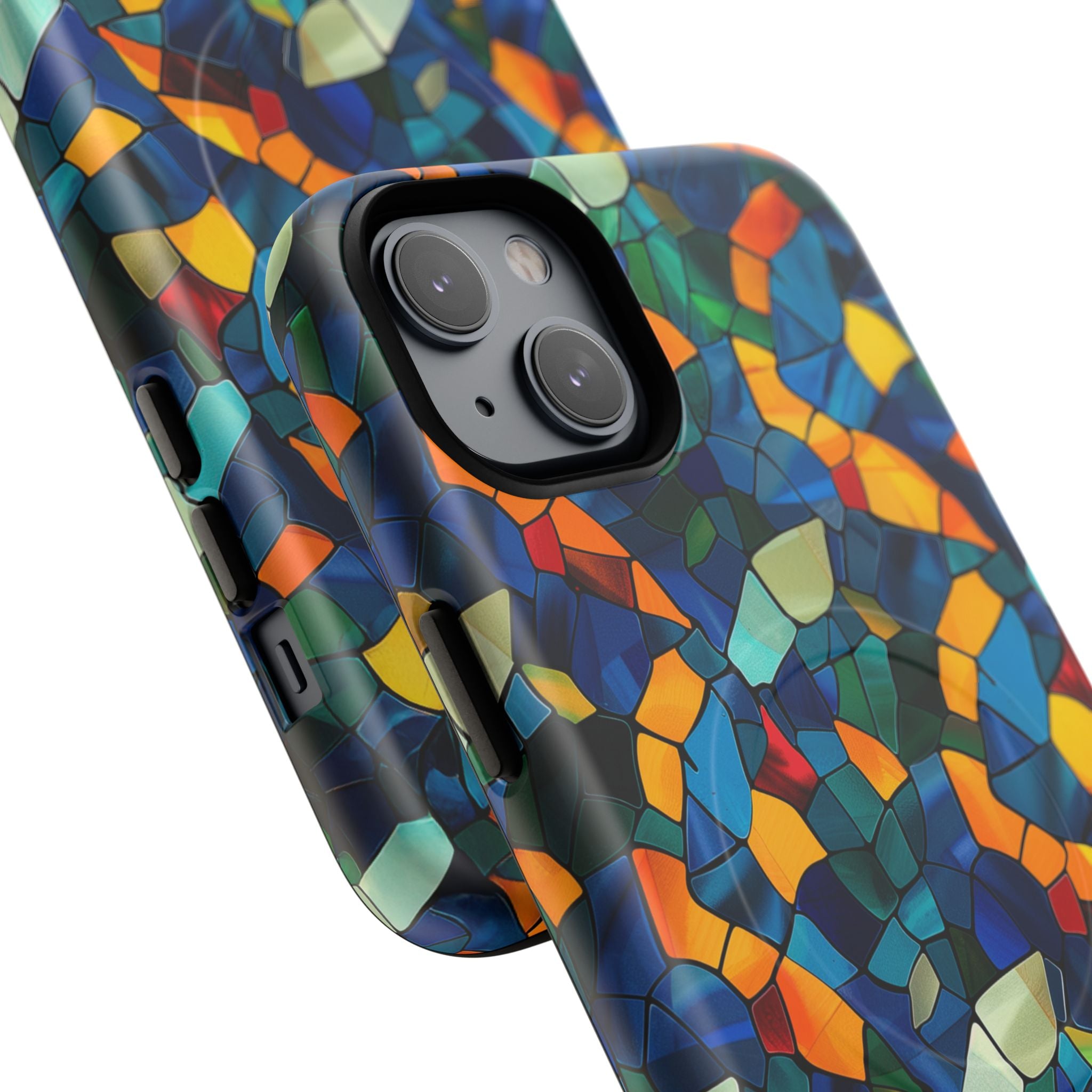 Stained Glass Mosaic Tough Magnetic Phone Case — Vibrant Abstract Protective Cover