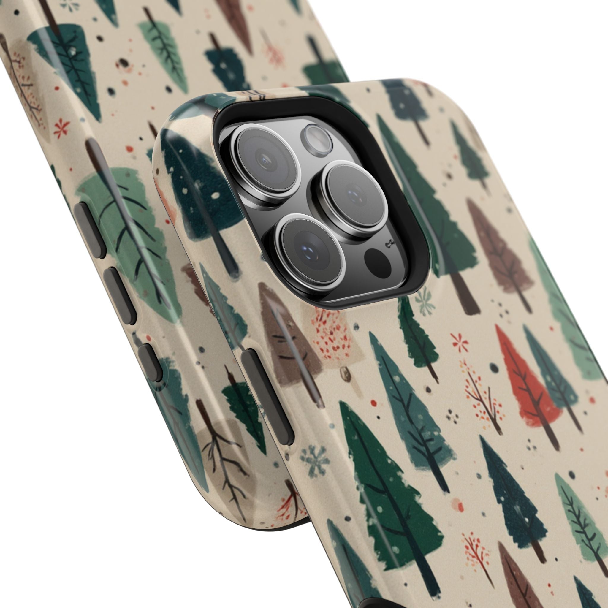 Forest Pattern Magnetic Impact-Resistant Phone Case — Winter Tree Design