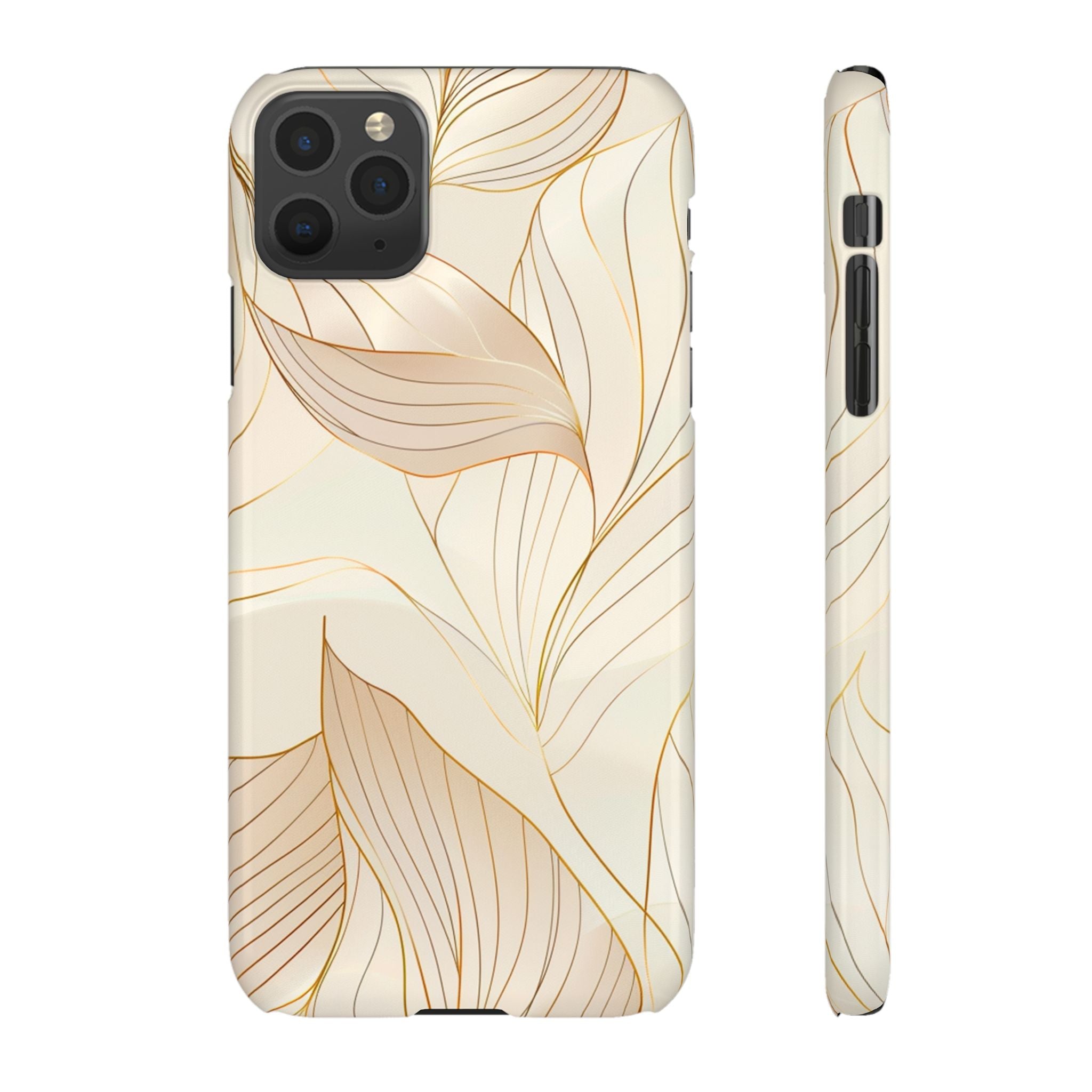 Floral Gold Leaf Phone Case — Elegant Neutral Botanical Snap Case