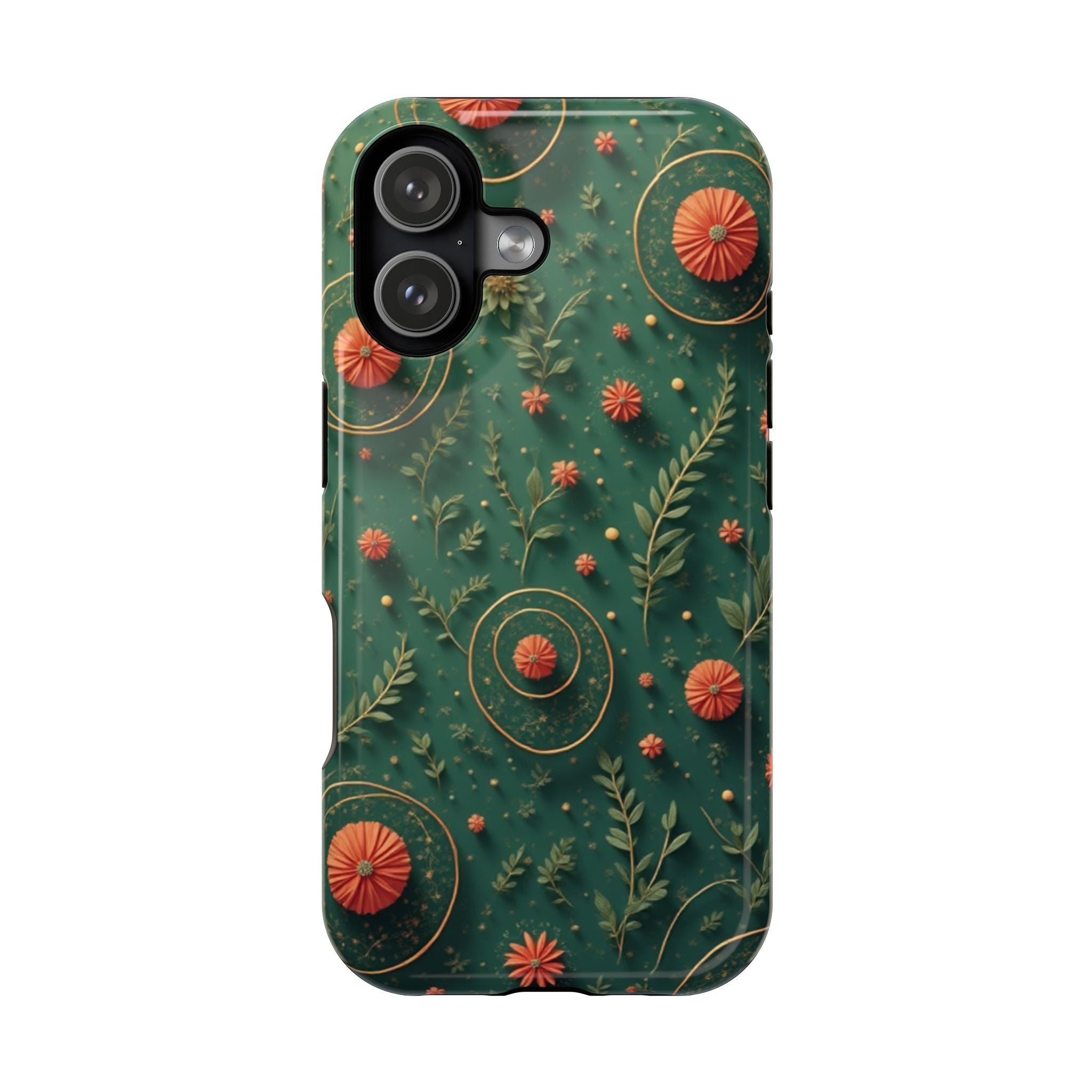 Floral Green Magnetic Impact Phone Case — Protective Botanical Design