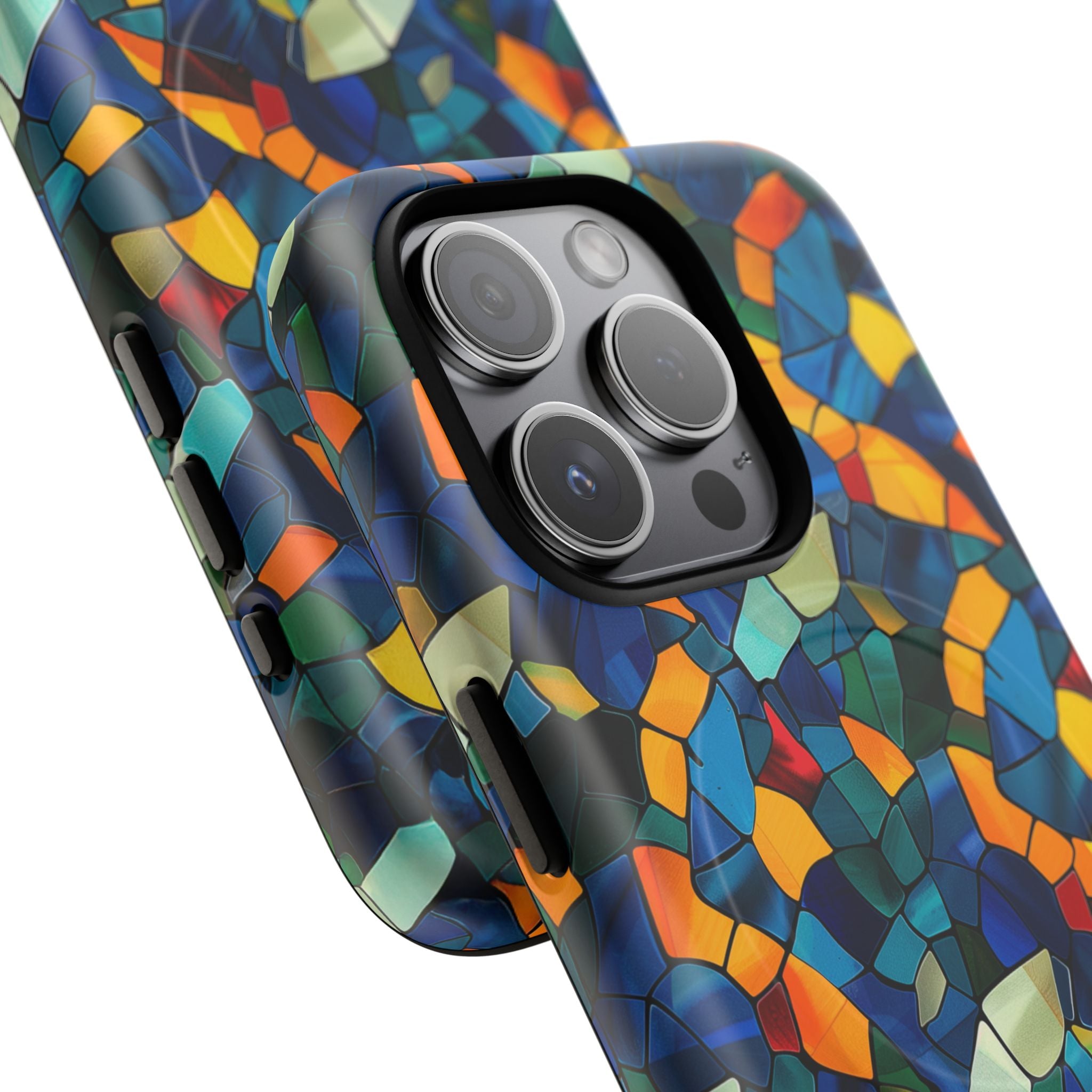 Stained Glass Mosaic Tough Magnetic Phone Case — Vibrant Abstract Protective Cover