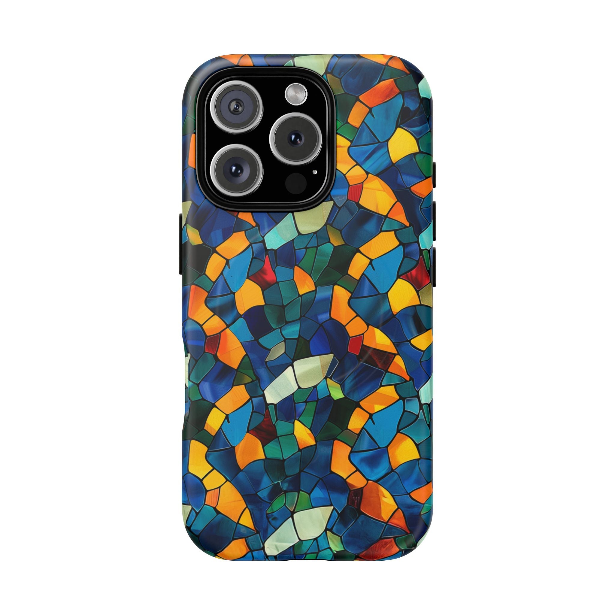 Stained Glass Mosaic Tough Magnetic Phone Case — Vibrant Abstract Protective Cover