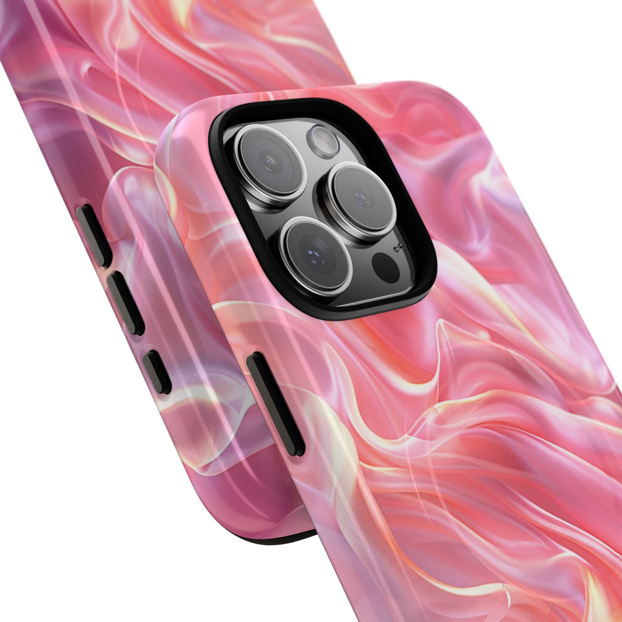 Pink Swirl Tough Magnetic Phone Case — Protective Magnetic iPhone Cover with Iridescent Marble Design