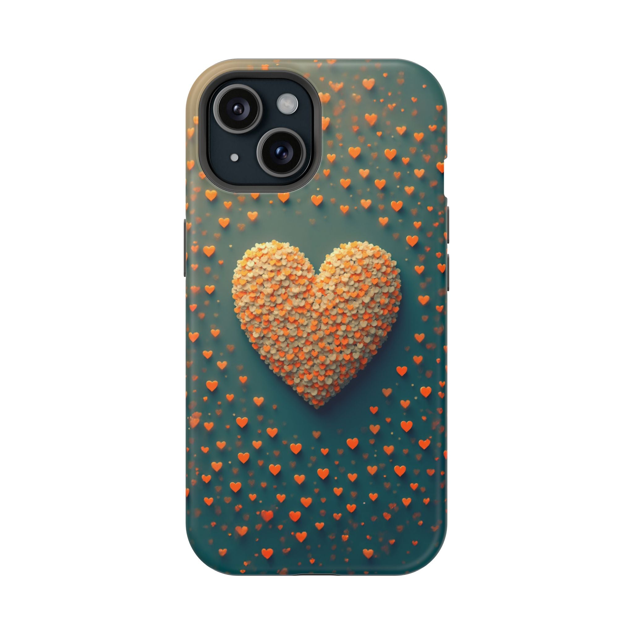 Magnetic Impact-Resistant Phone Case — Textured Heart Confetti Design