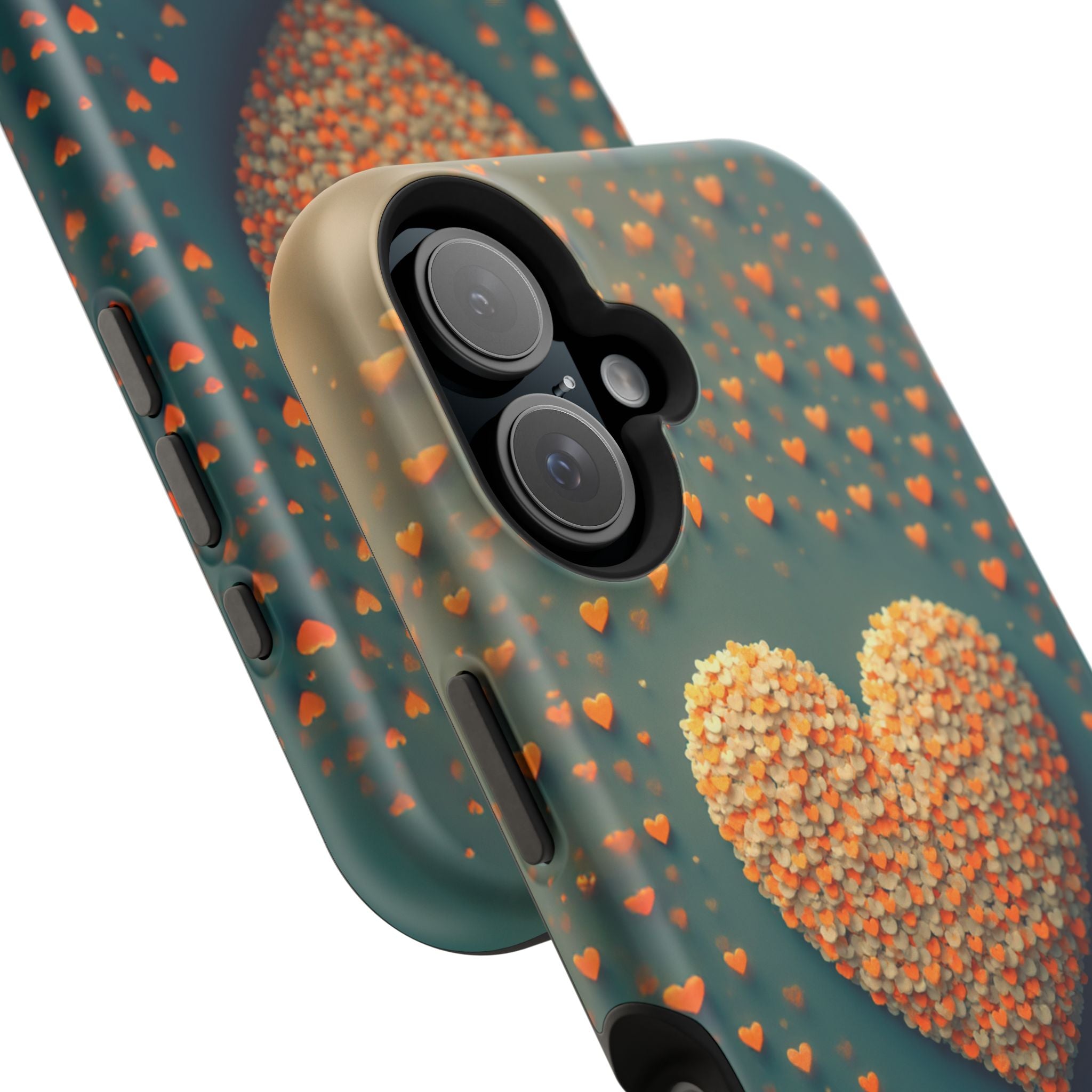 Magnetic Impact-Resistant Phone Case — Textured Heart Confetti Design