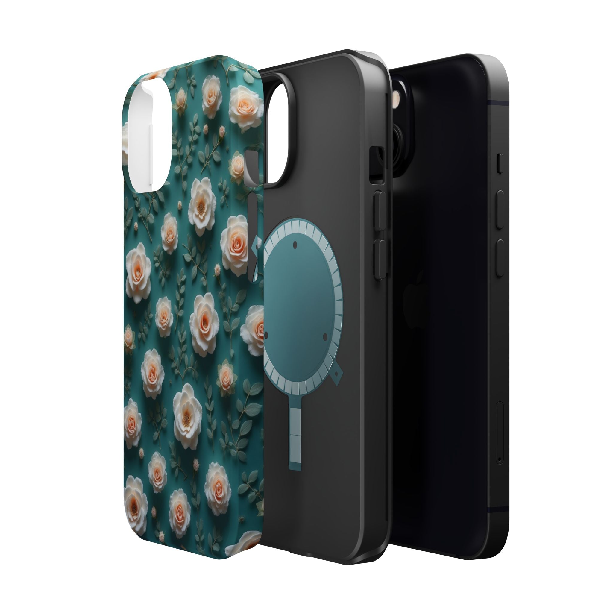 Floral Rose Pattern Magnetic Impact-Resistant Phone Case