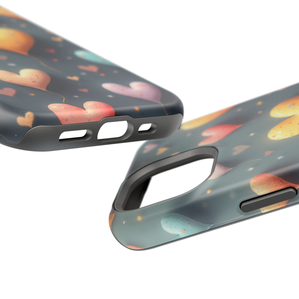 Magnetic Impact-Resistant Phone Case — Colorful Floating Heart Design