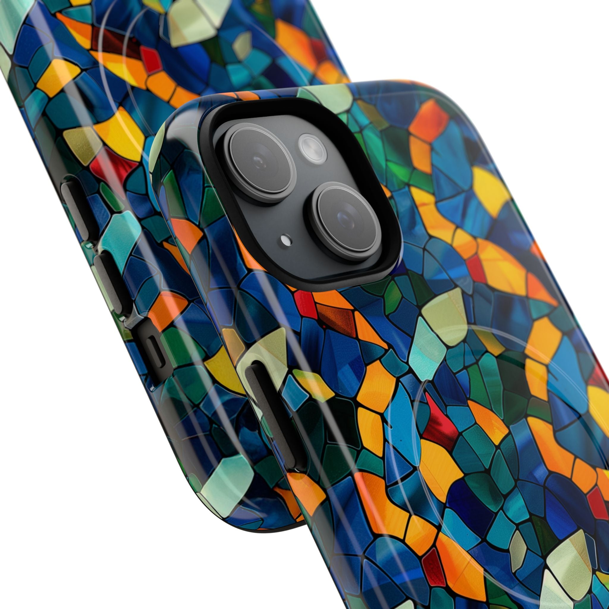 Stained Glass Mosaic Tough Magnetic Phone Case — Vibrant Abstract Protective Cover