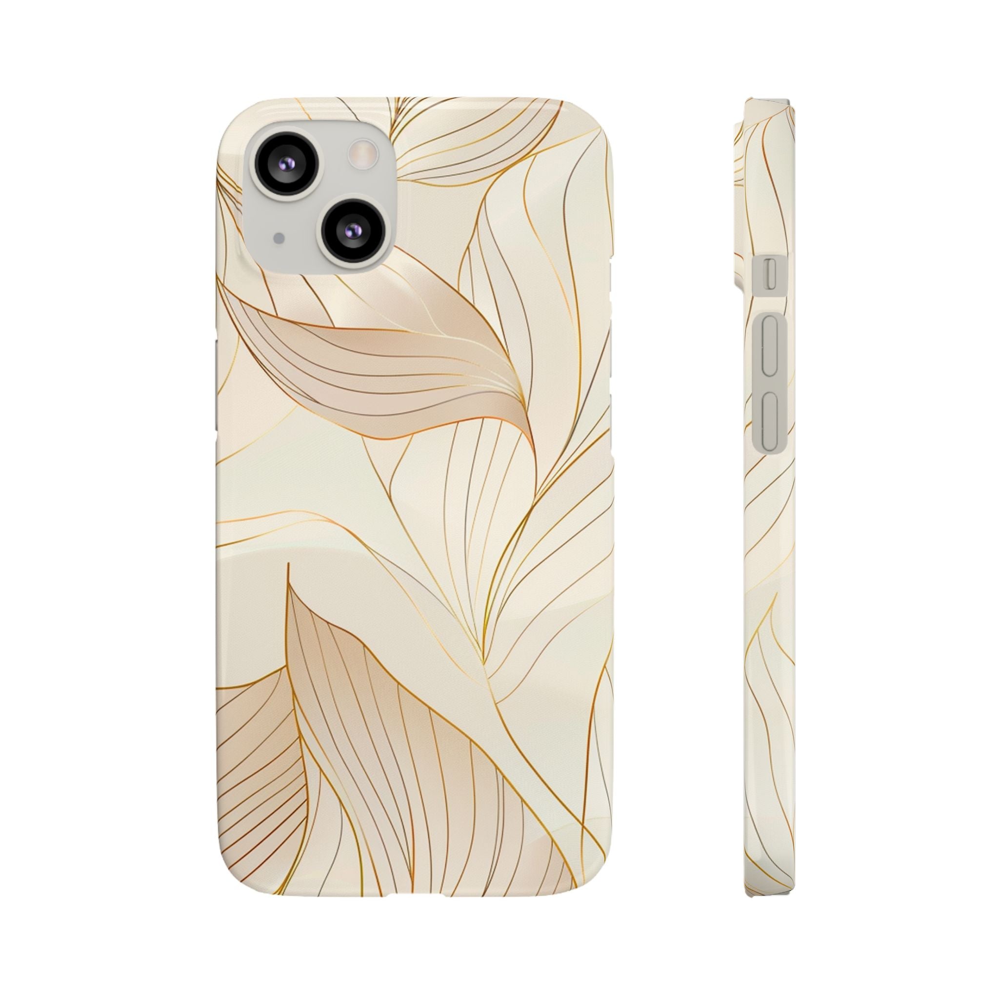 Floral Gold Leaf Phone Case — Elegant Neutral Botanical Snap Case
