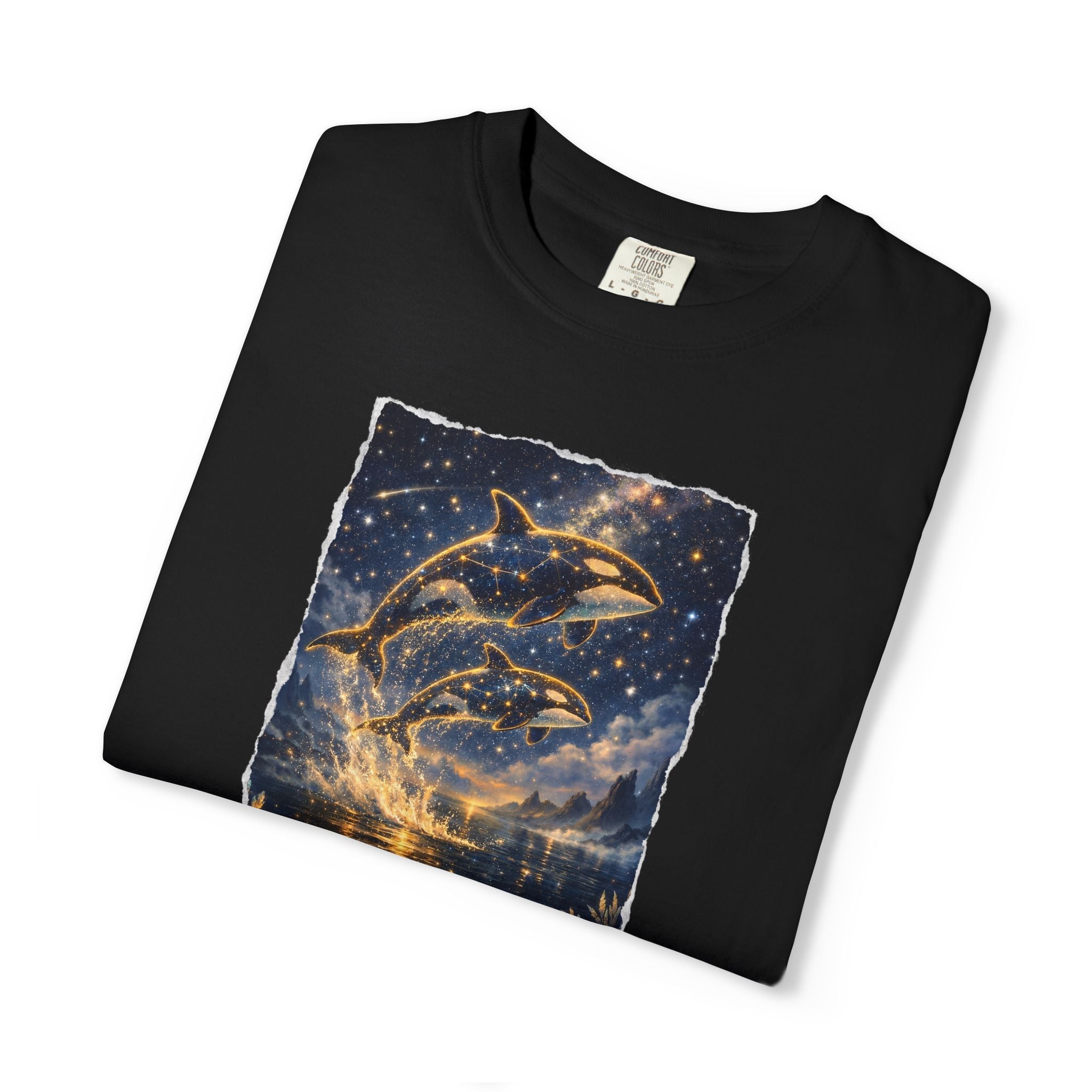 Dolphins T-Shirt — Glowing Night Sky Ocean Dolphins Tee