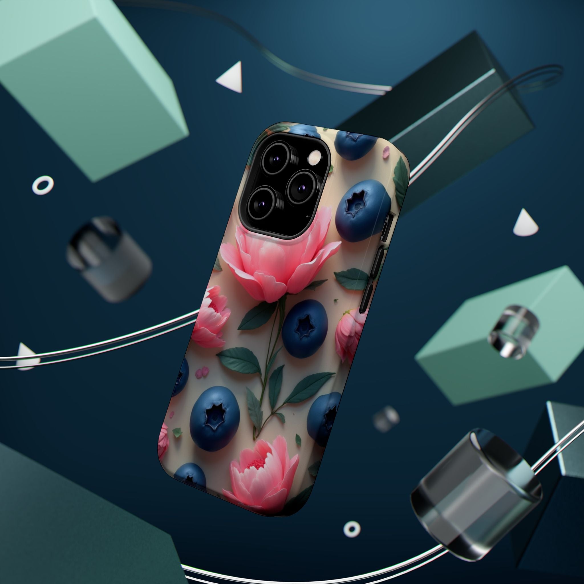 Floral Blueberry Phone Case — Magnetic Impact-Resistant