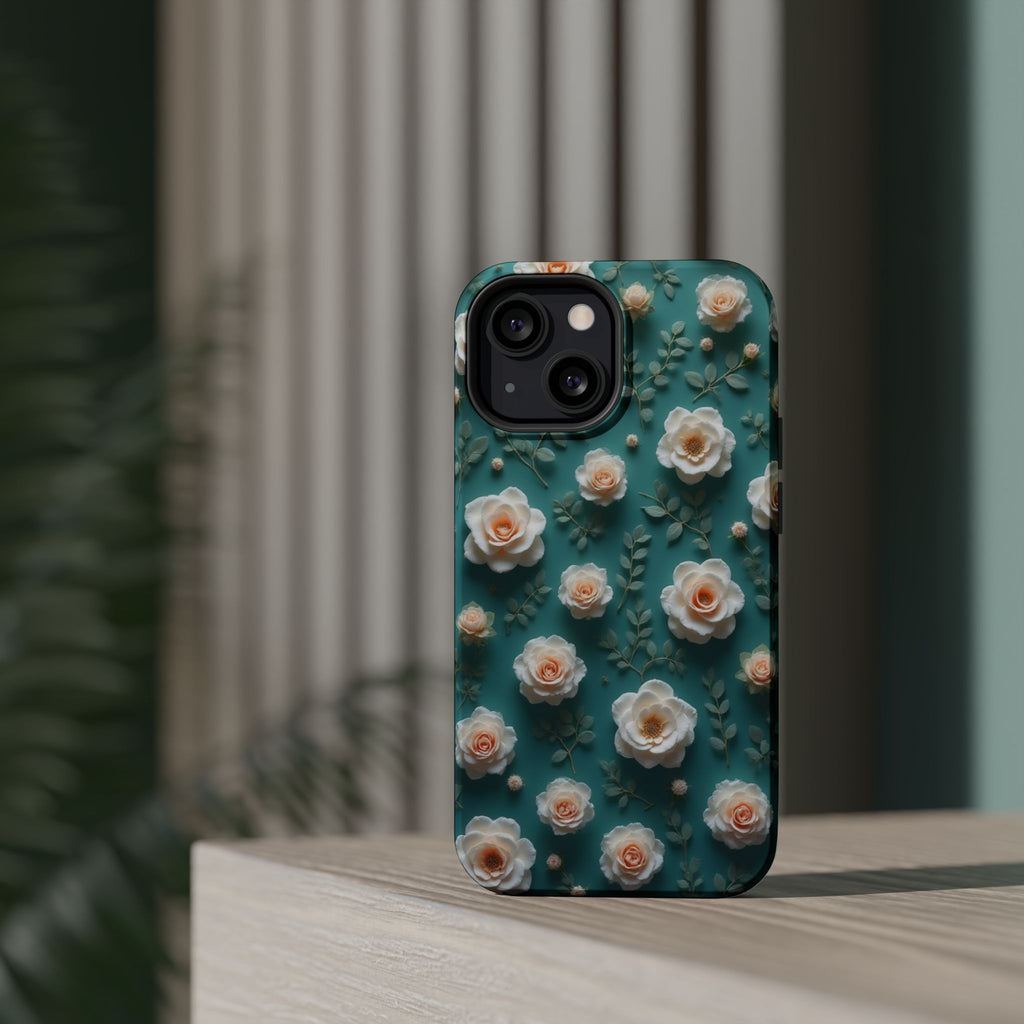 Floral Rose Pattern Magnetic Impact-Resistant Phone Case
