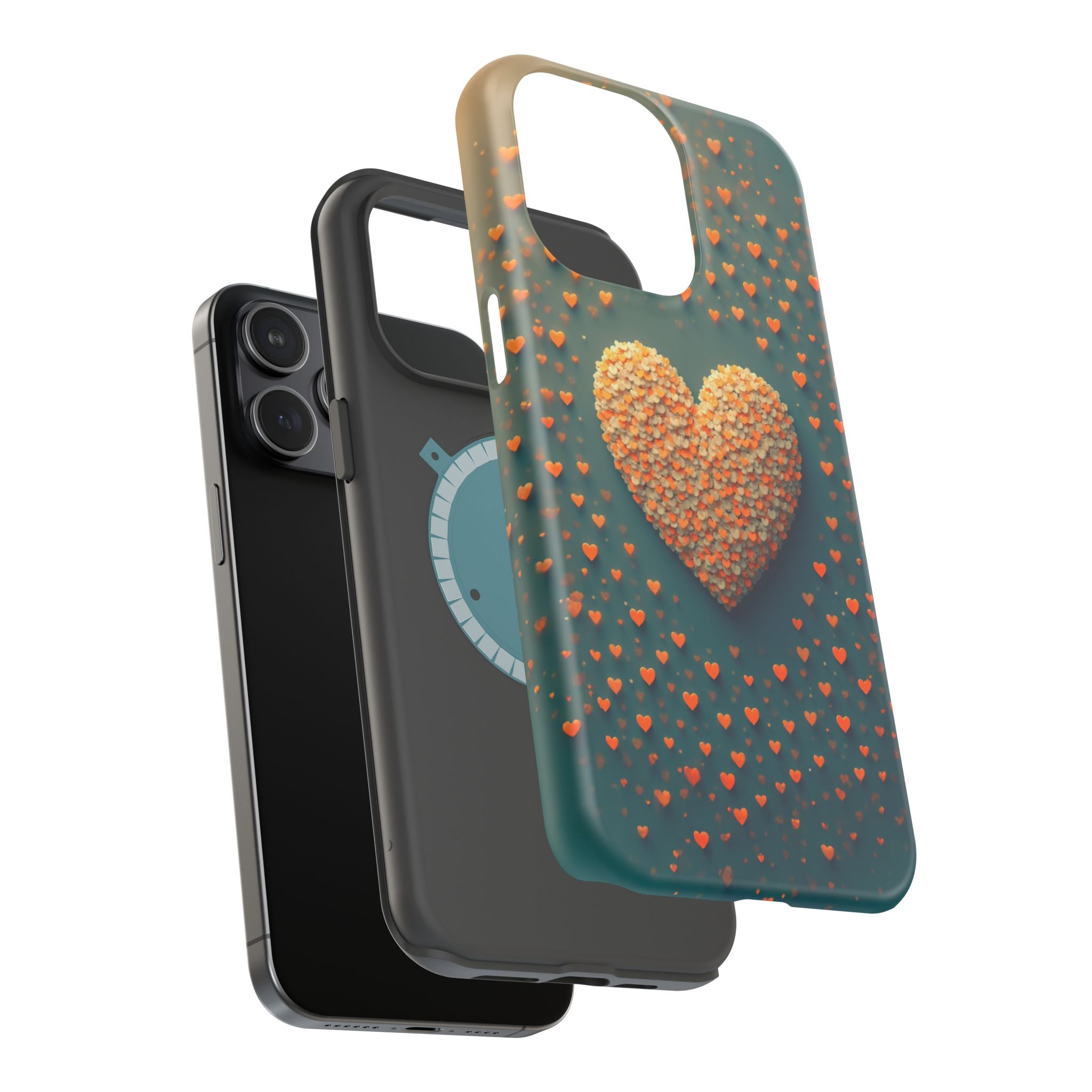 Magnetic Impact-Resistant Phone Case — Textured Heart Confetti Design