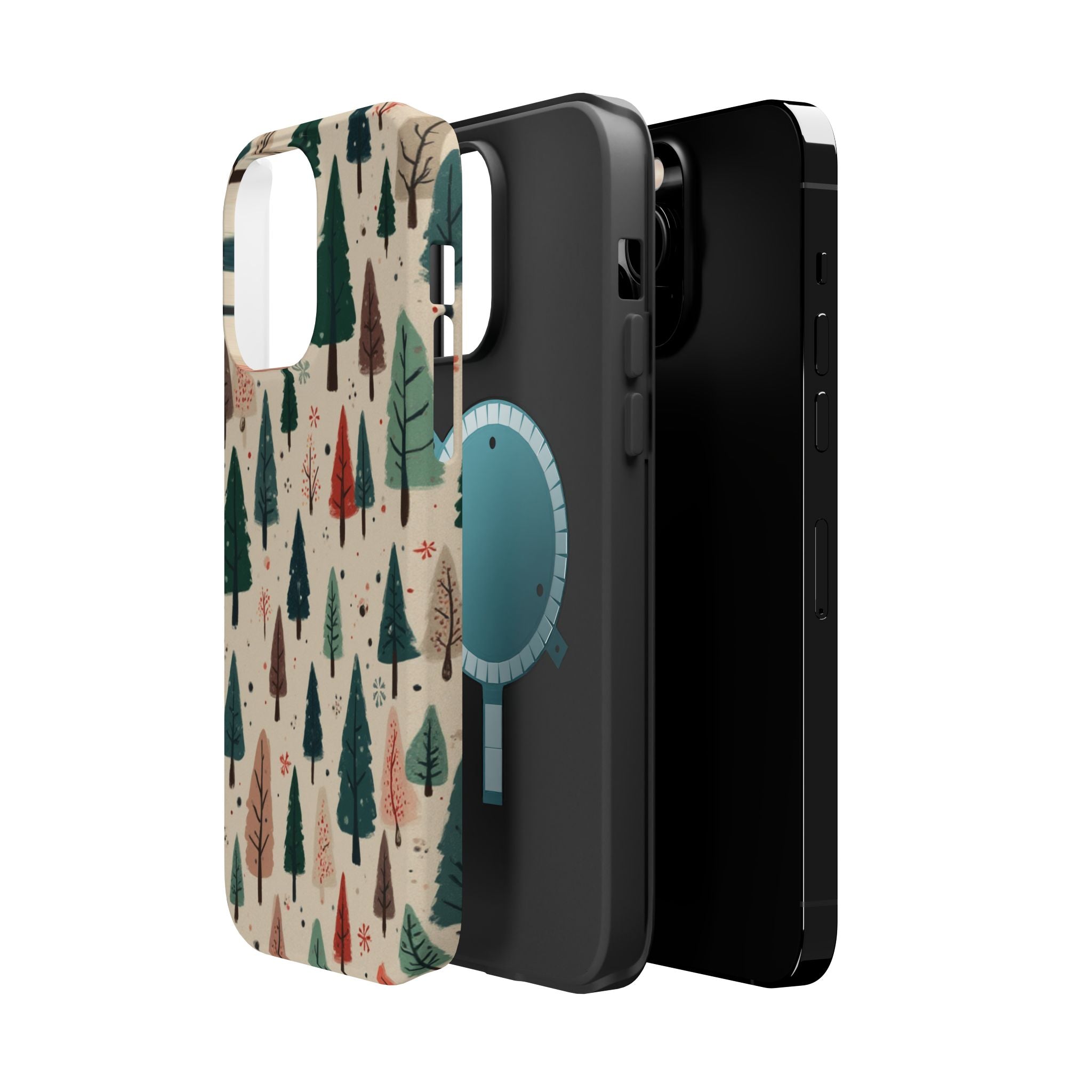 Forest Pattern Magnetic Impact-Resistant Phone Case — Winter Tree Design