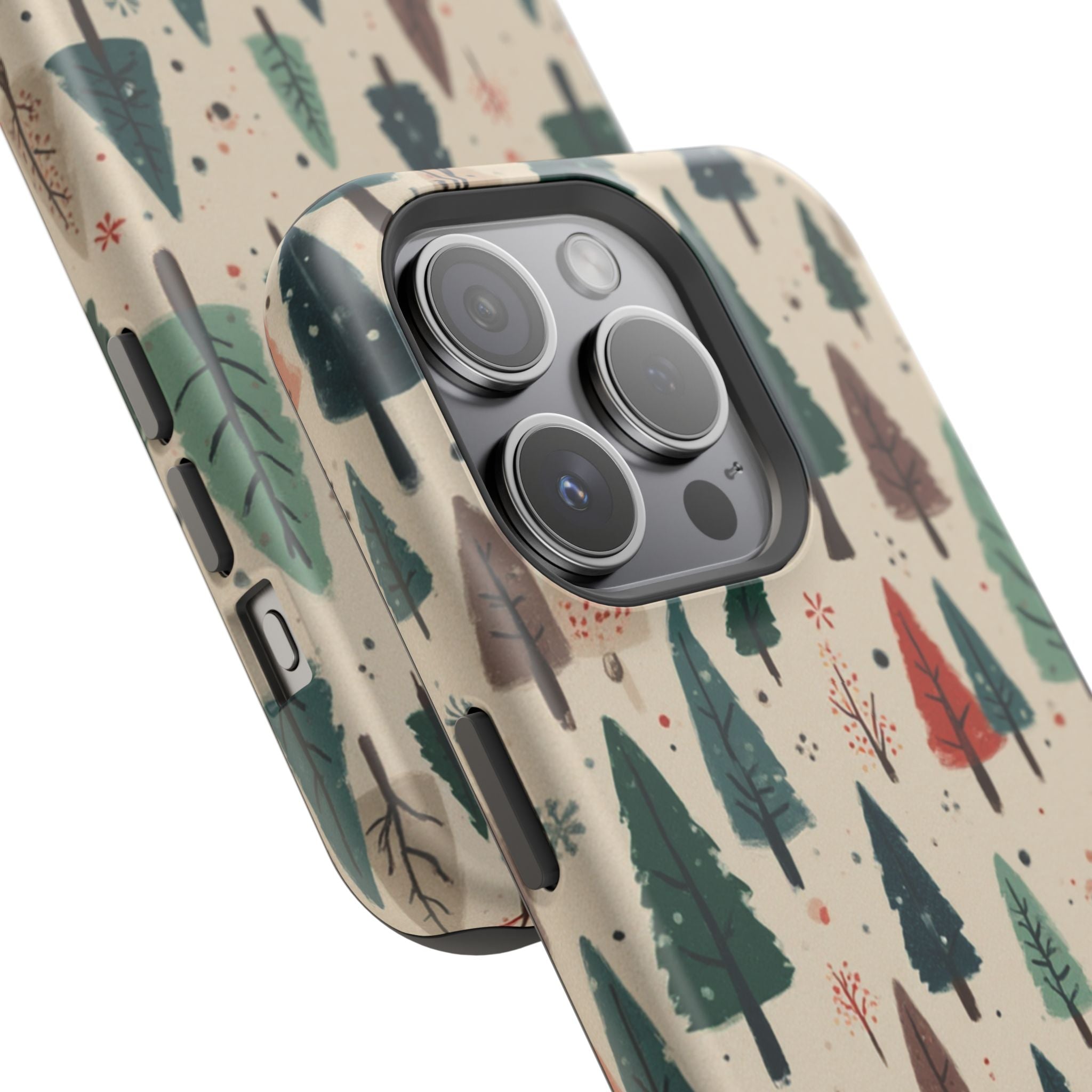 Forest Pattern Magnetic Impact-Resistant Phone Case — Winter Tree Design