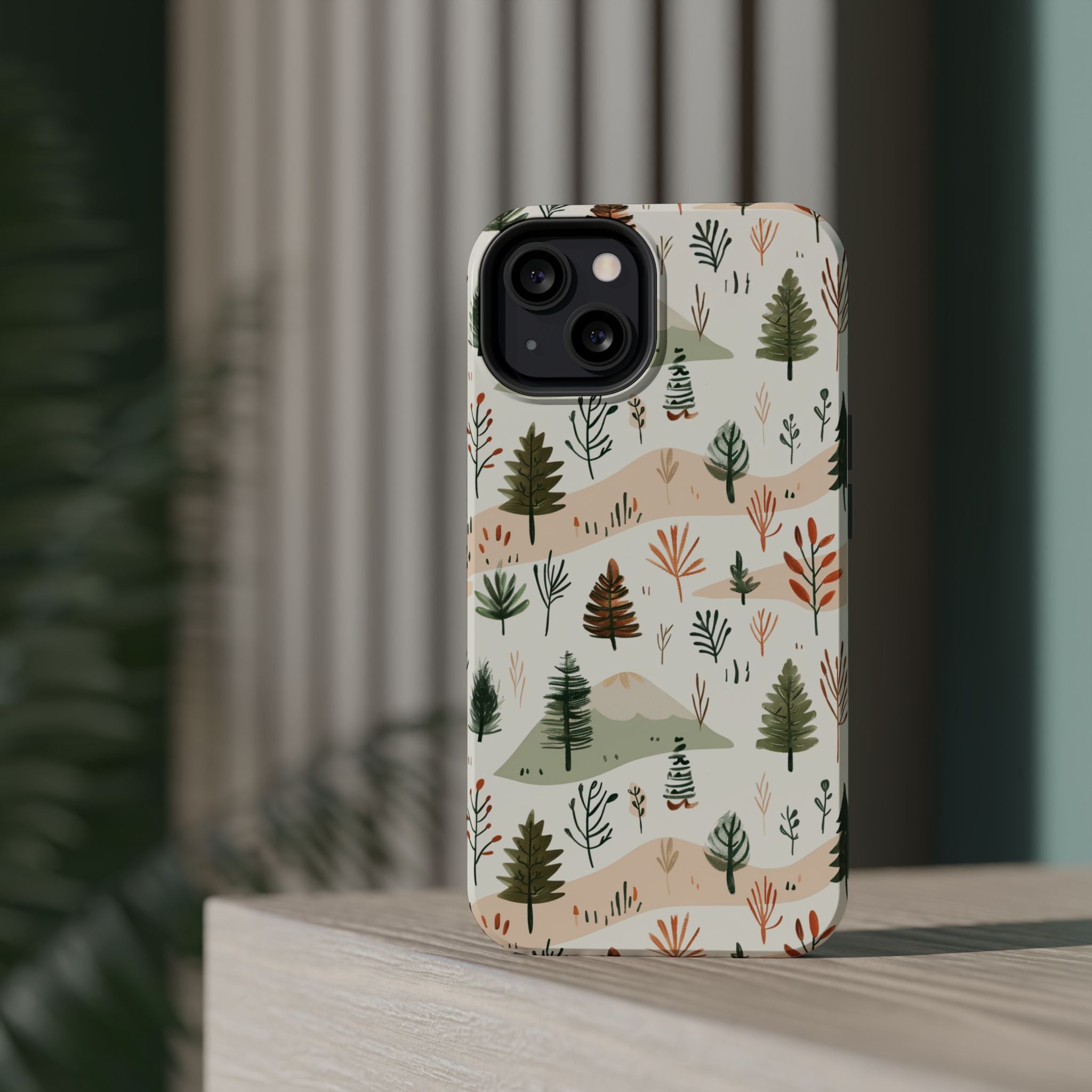 Magnetic Impact-Resistant Phone Case — Woodland Trees Pattern