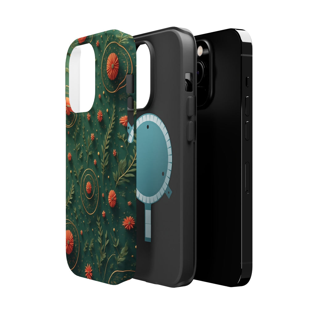 Floral Green Magnetic Impact Phone Case — Protective Botanical Design