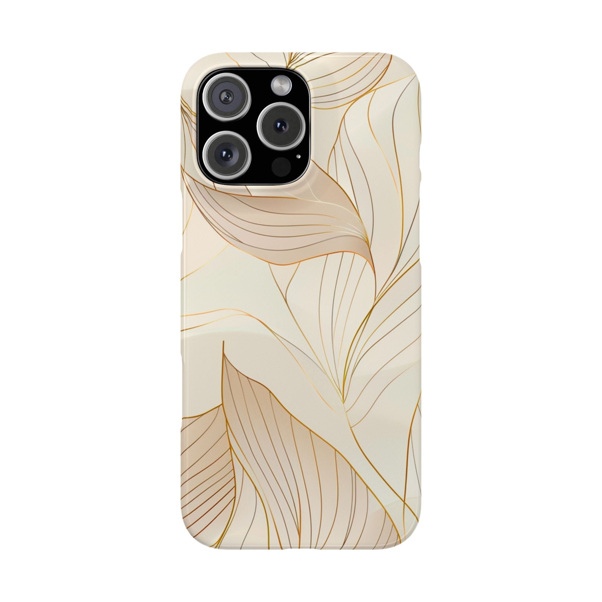 Floral Gold Leaf Phone Case — Elegant Neutral Botanical Snap Case