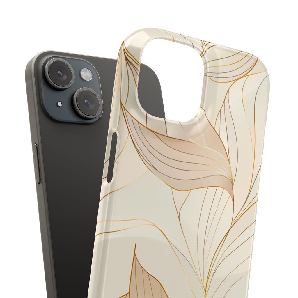 Floral Gold Leaf Phone Case — Elegant Neutral Botanical Snap Case