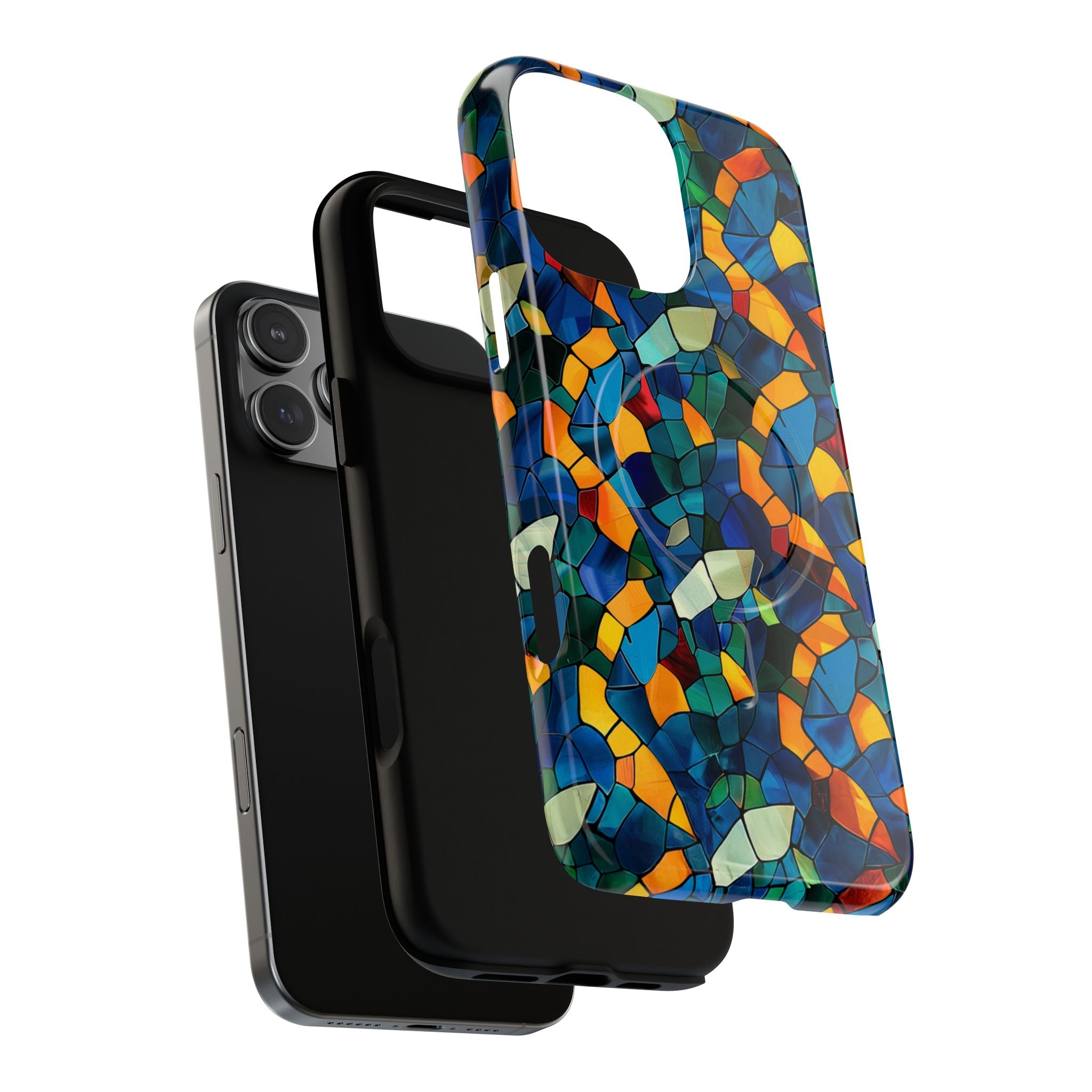 Stained Glass Mosaic Tough Magnetic Phone Case — Vibrant Abstract Protective Cover
