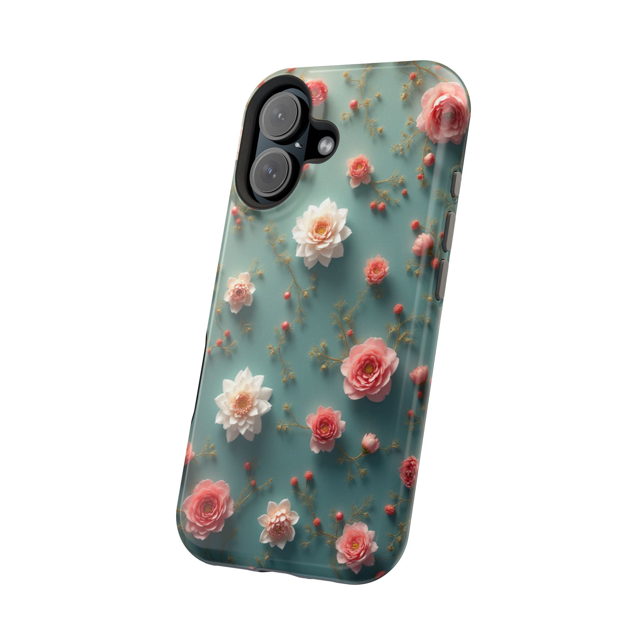 Floral Rose Pattern Magnetic Impact-Resistant Phone Case