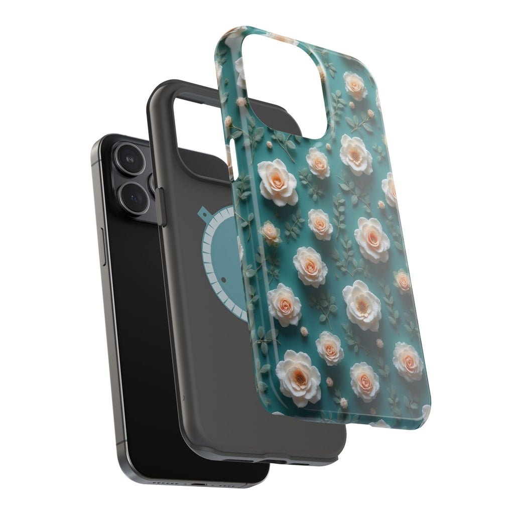 Floral Rose Pattern Magnetic Impact-Resistant Phone Case